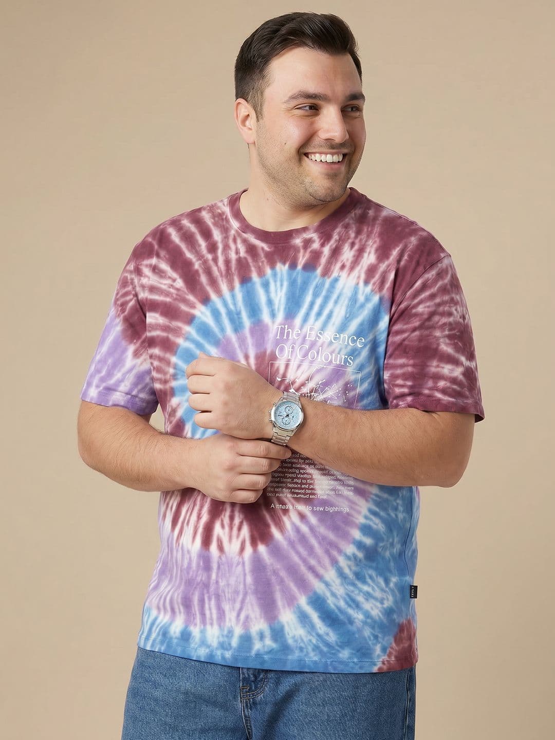 Sztori Plus Size Tie and Dye Dyed Pure Cotton T-shirt - view 1