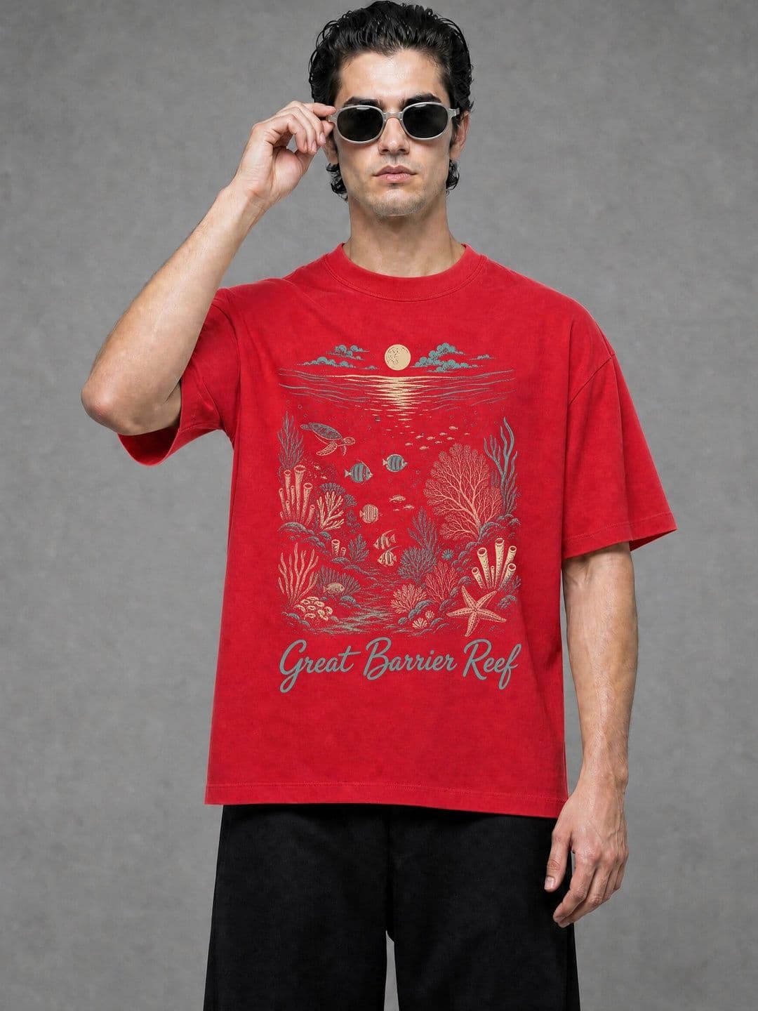 FARDA Unisex Printed Drop-Shoulder Sleeves T-shirt - view 1