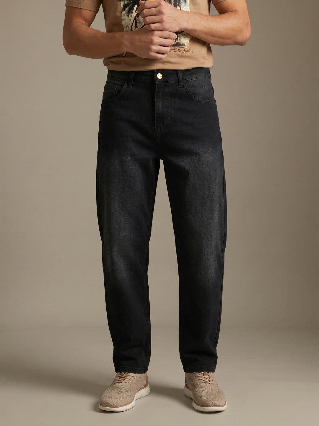 glitchez Cotton Mid-Rise Barrel Fit Light Fade Jeans - view 1