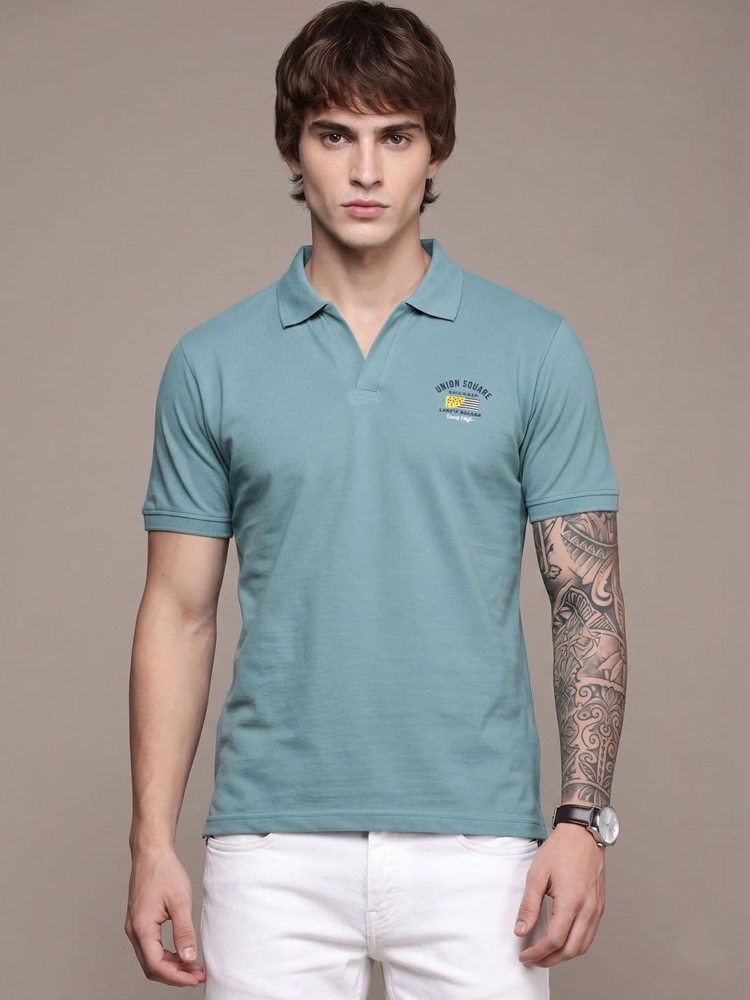SANDPIPER Brand Logo Printed Cotton Polo Collar T-shirt - view 1