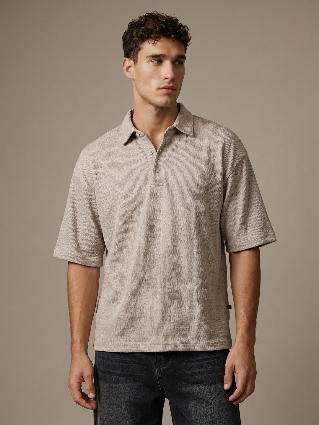 glitchez Men Polo Collar Oversized Fit T-shirt - view 1