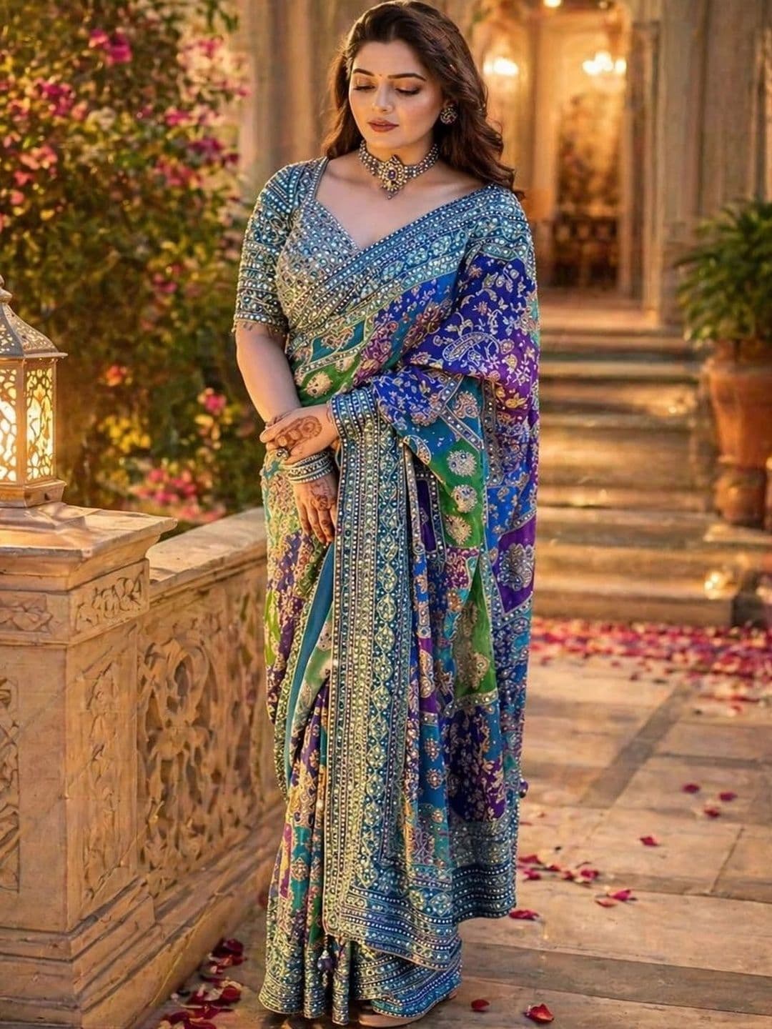 NKV Ethnic Motifs Mirror Work Art Silk Heavy Work Banarasi Saree - view 1
