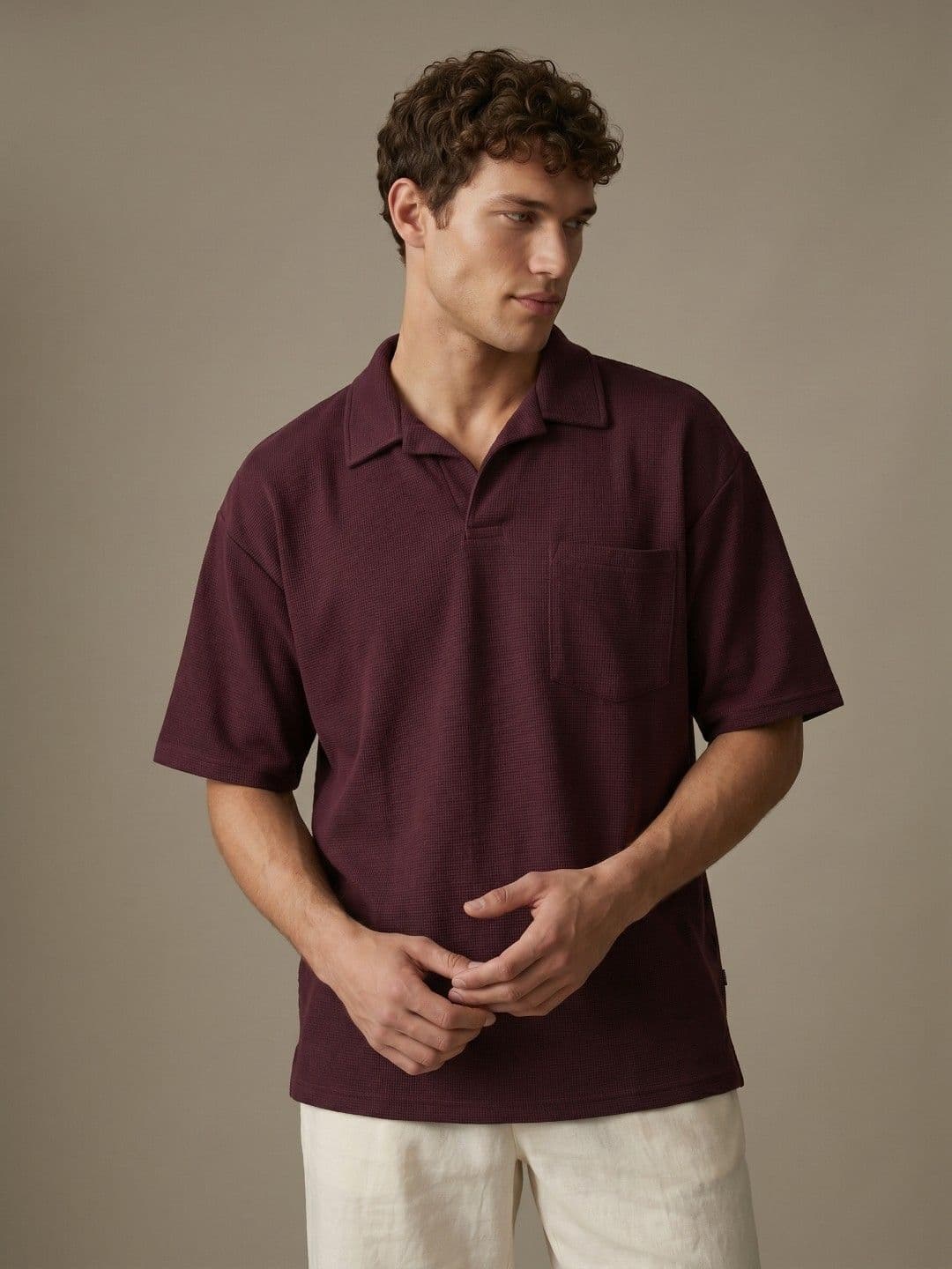 glitchez Men Polo Collar Oversized Fit T-shirt - view 1