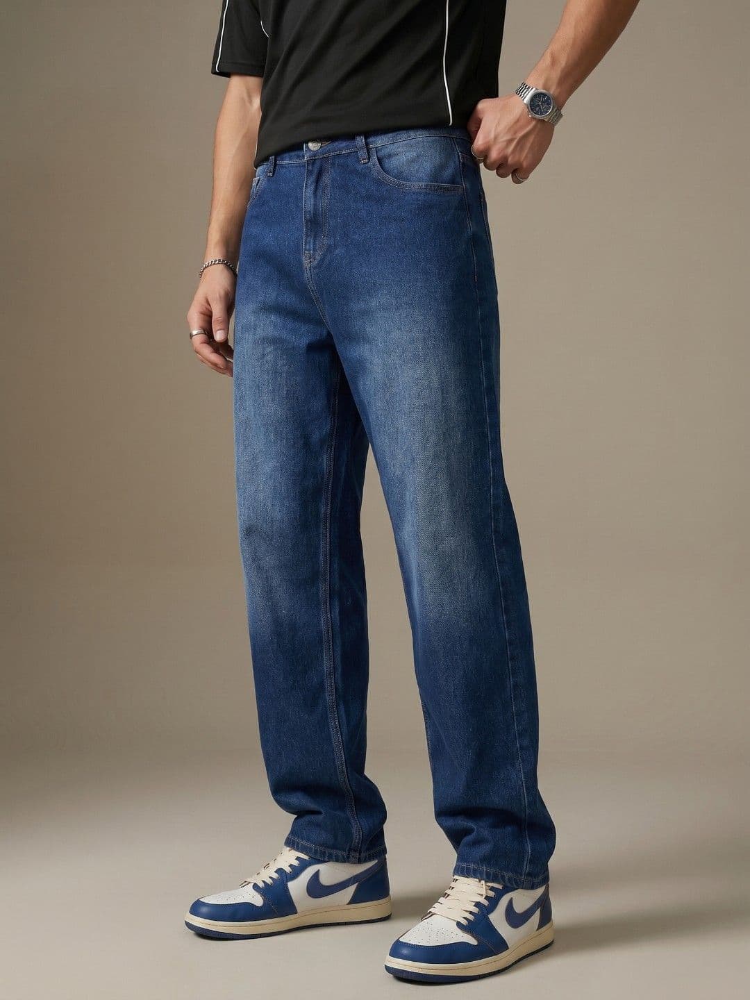 glitchez Men Baggy Light Fade Stretchable Jeans - view 1
