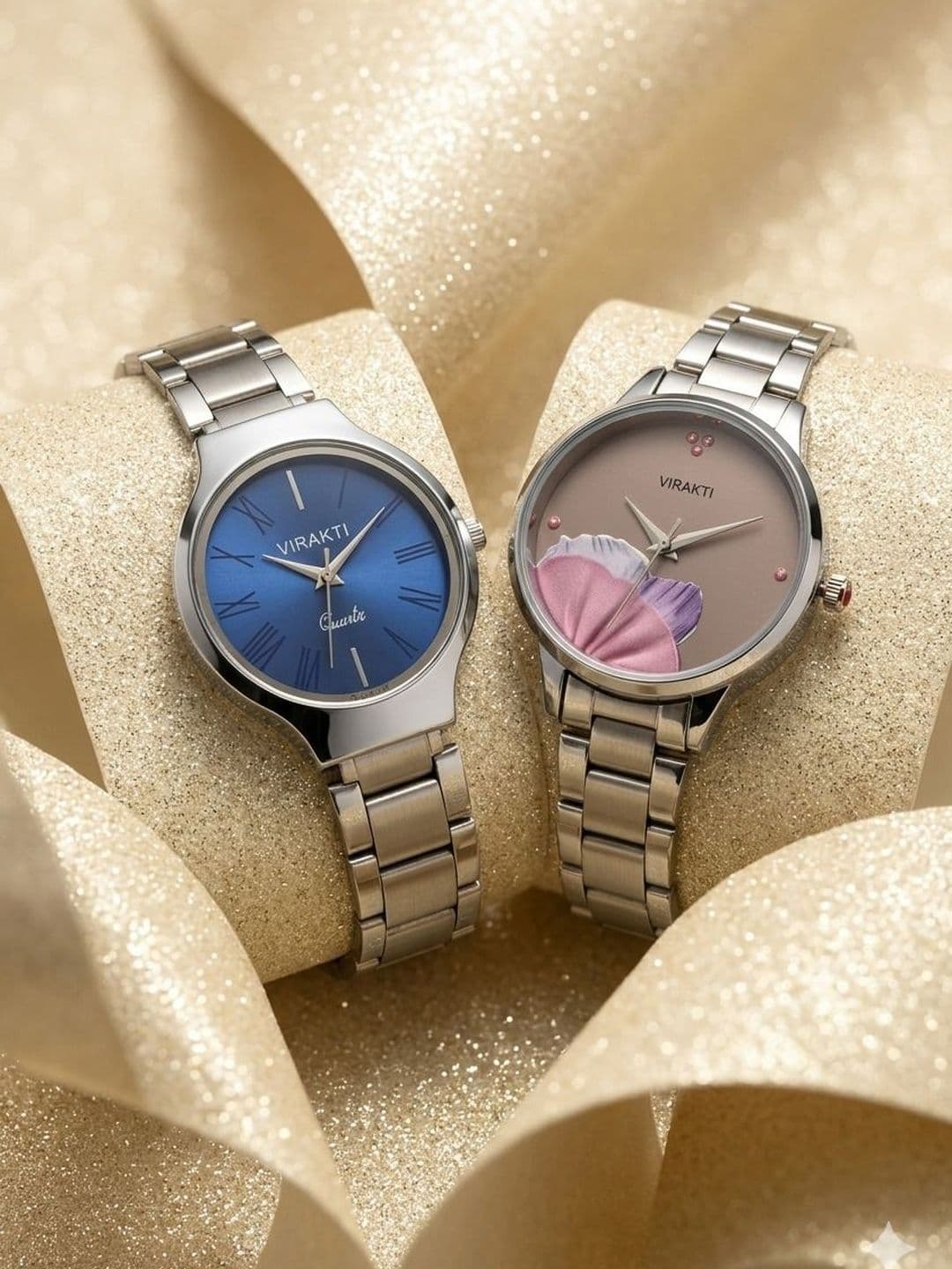 VIRAKTI Women Brass Printed Dial & Stainless Steel Bracelet Style Straps Analogue Watch - view 1