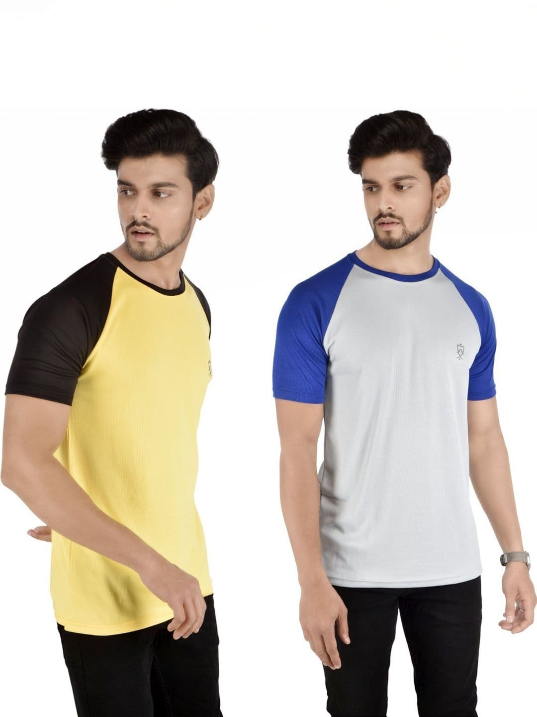 JEIRI Men Pack Of 2 Colourblocked Brand Logo Cotton T-shirt - view 1