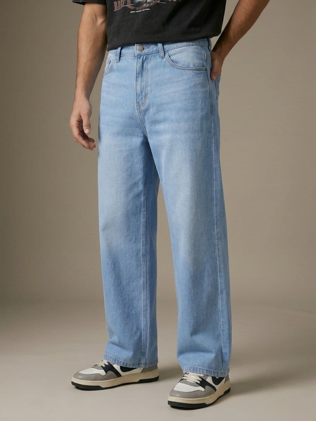 glitchez Men Pure Cotton Wide Leg Jeans - view 1