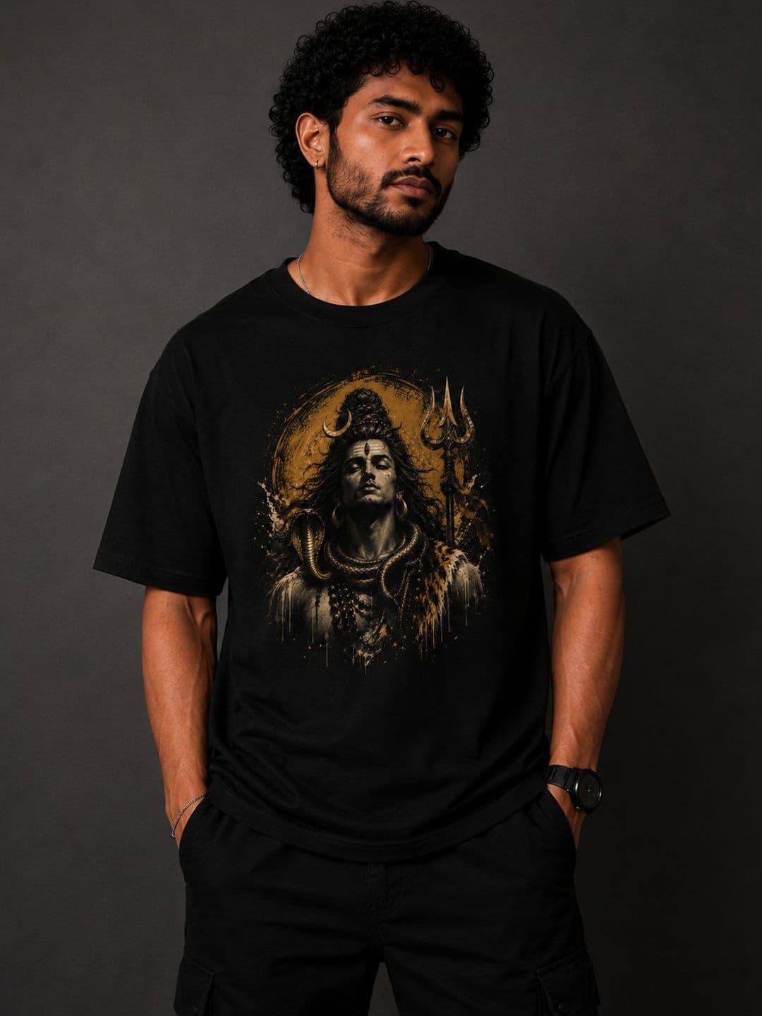STITCH VAULTS Men Mahadev "Be The Storm" Printed Oversized Cotton T-shirt - view 1