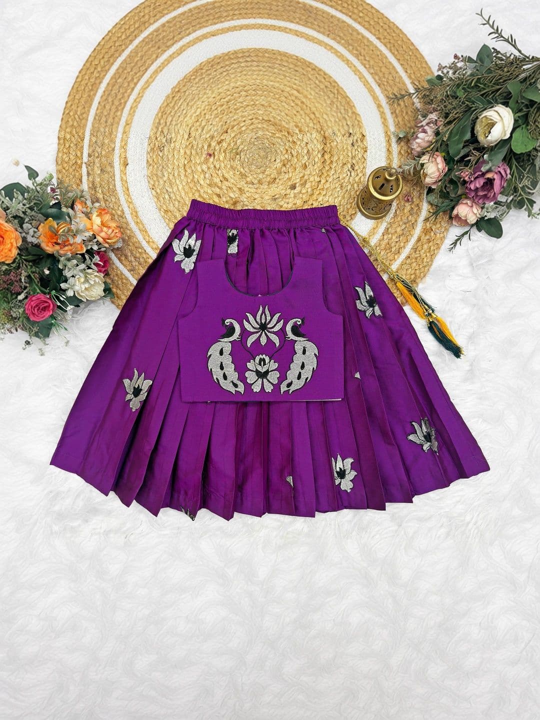 FELIZ THE DESIGNER STUDIO Girls Embroidered Thread Work Semi-Stitched Lehenga & - view 1