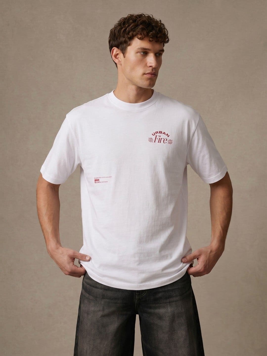 glitchez Printed Drop-Shoulder Sleeves Relaxed-Fit T-shirt - view 1