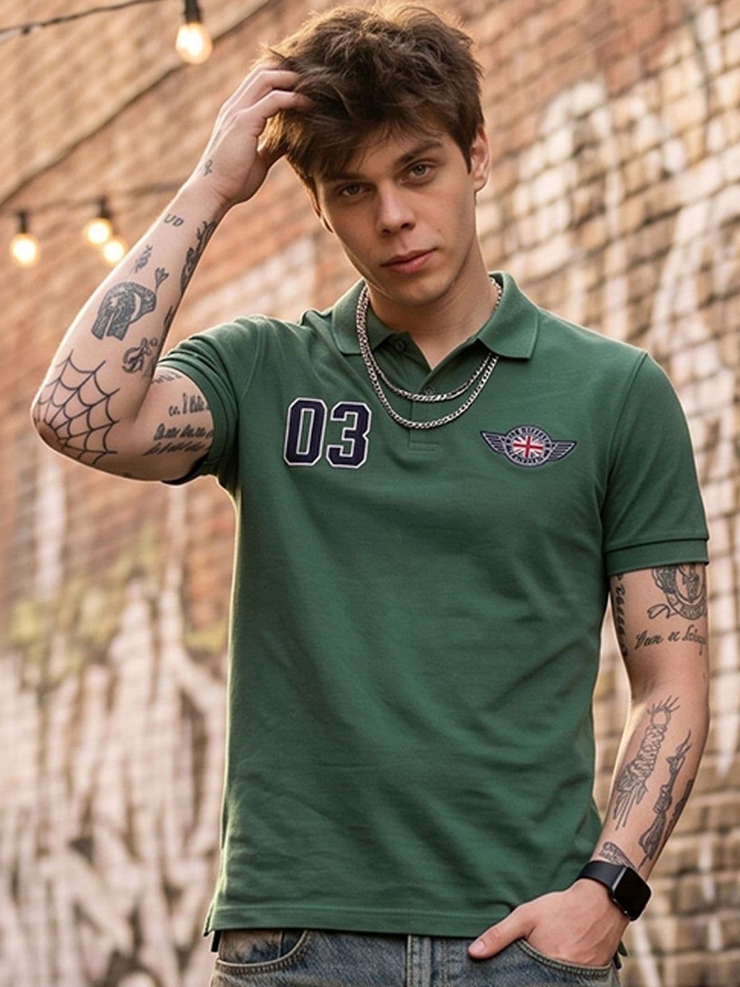 HERE&NOW Men Printed Polo Collar T-shirt - view 1
