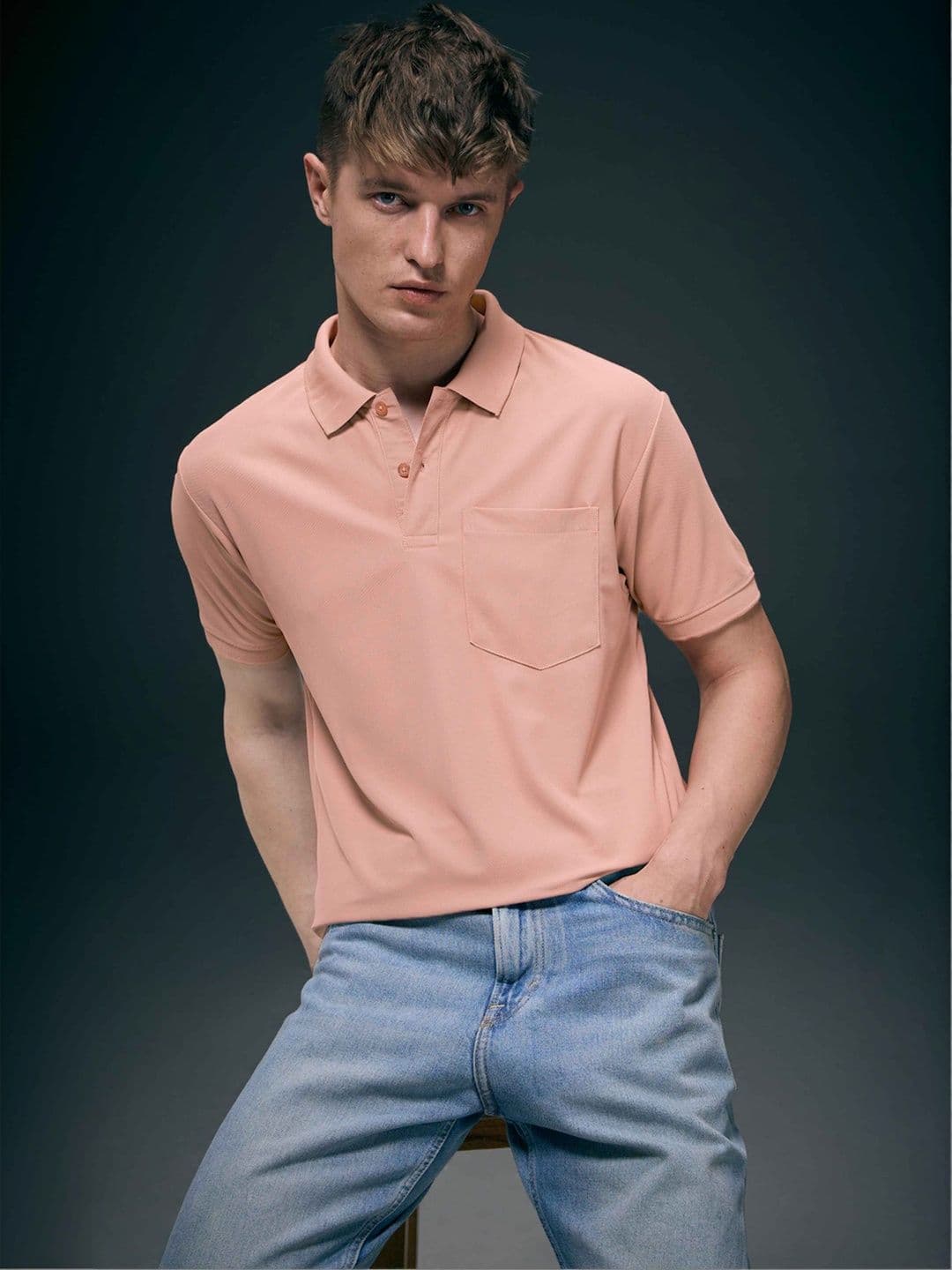 MAXZONE Men Polo Collar Pockets T-shirt - view 1