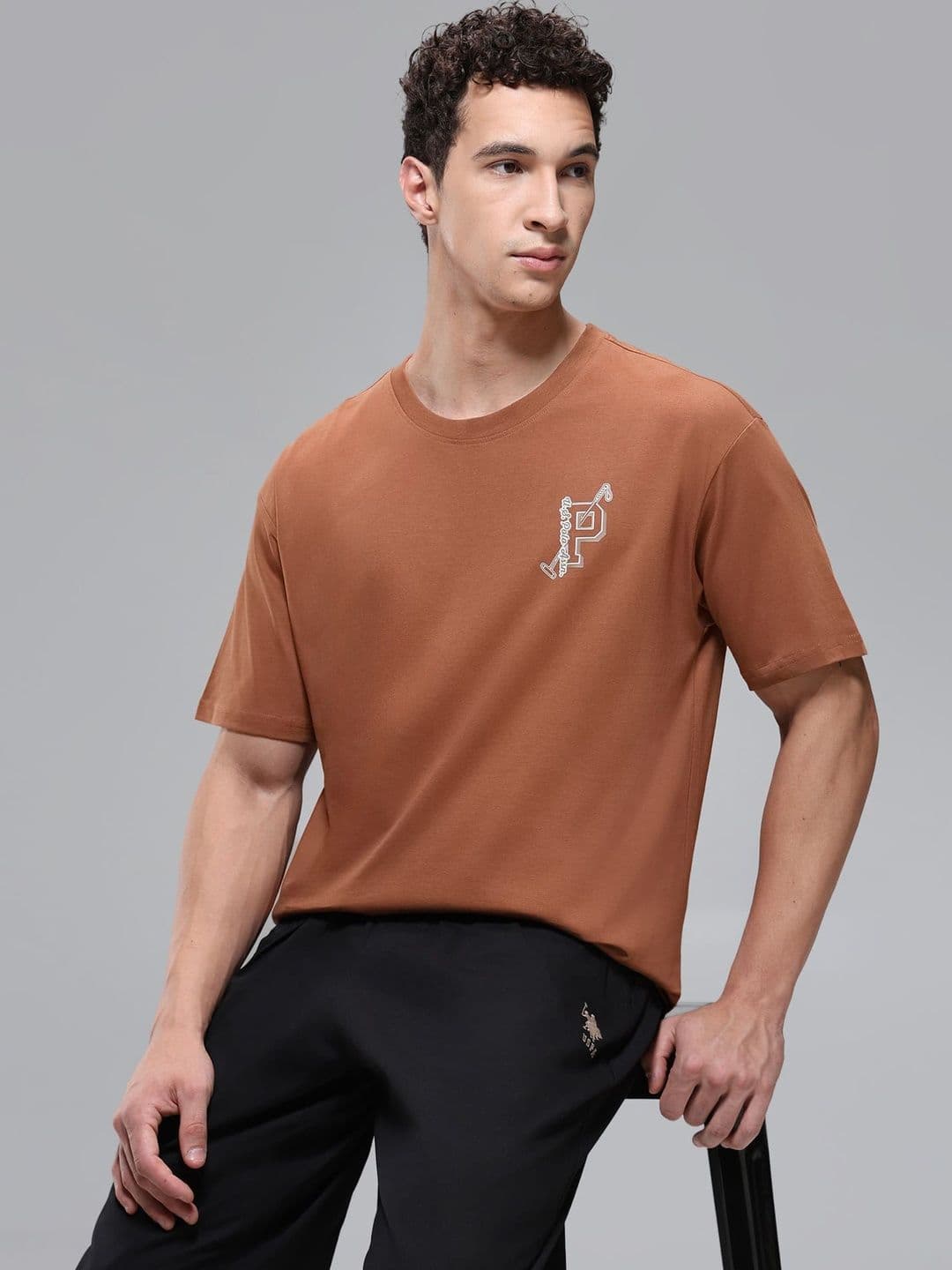 U.S. Polo Assn. Printed Cotton Round Neck Regular Lounge Tshirts - view 1