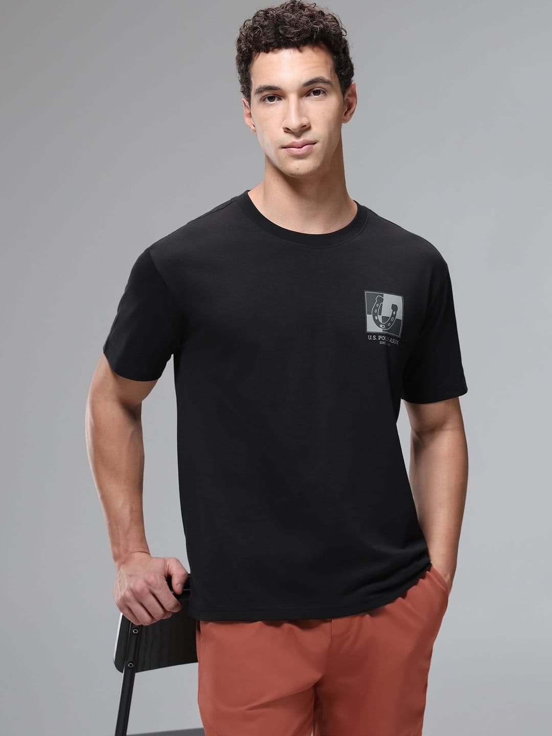 U.S. Polo Assn. Printed Cotton Round Neck Regular Lounge Tshirts - view 1