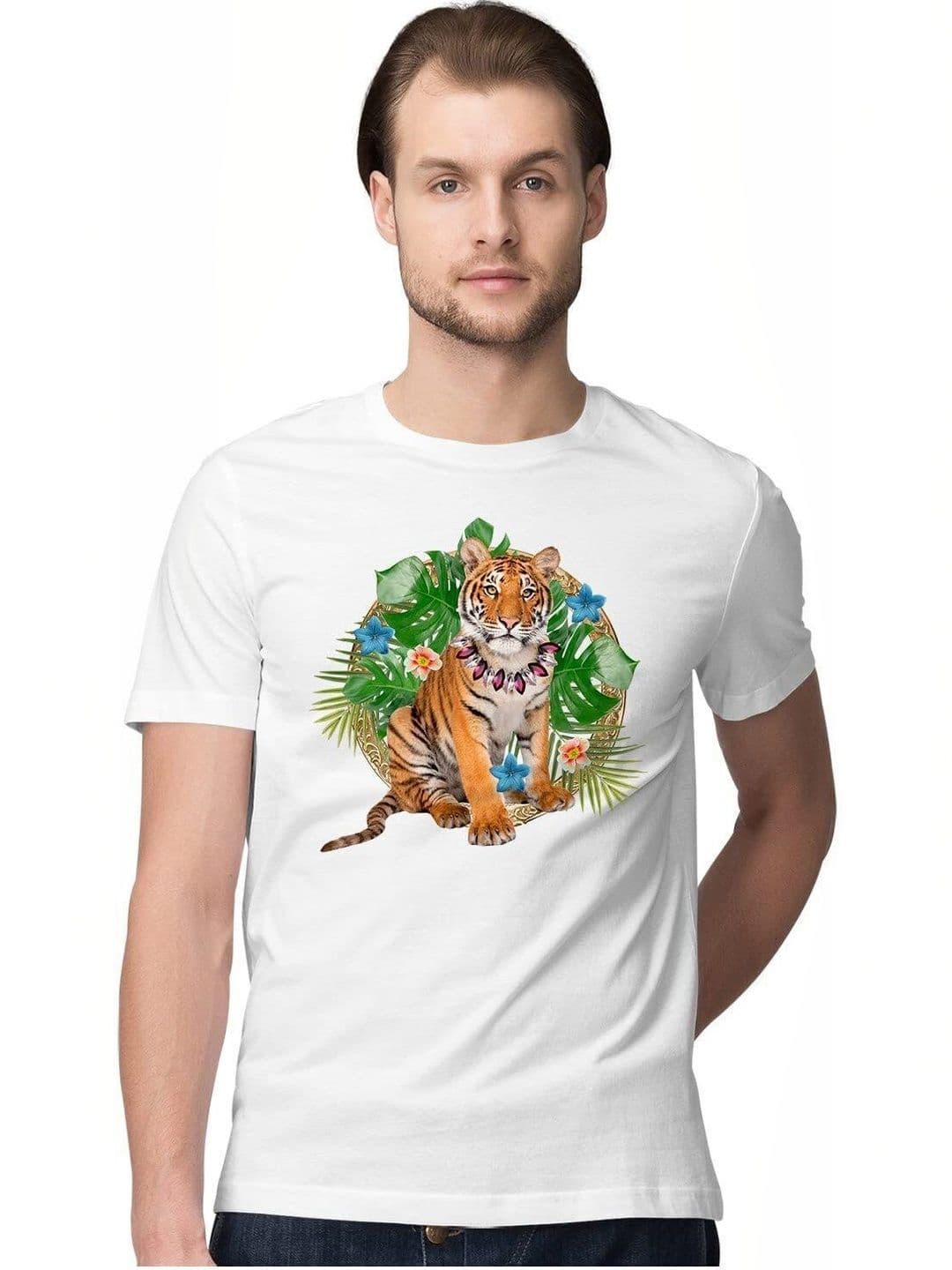 Dezin Men Printed Tropical Pure Cotton T-shirt - view 1