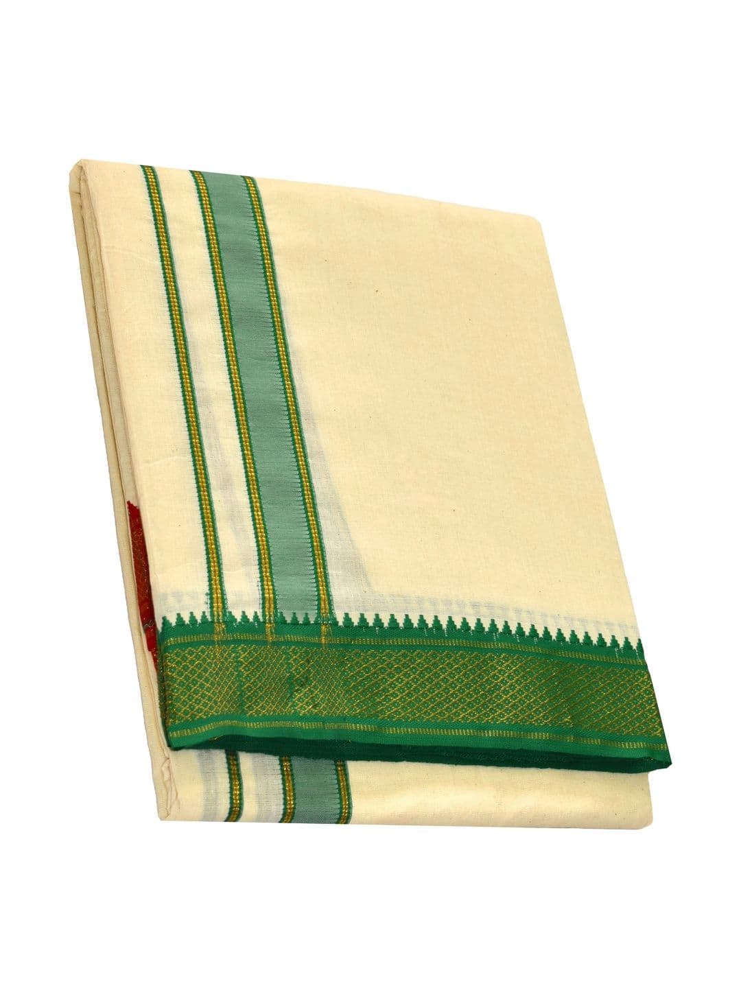 TUNI MANI Men Cotton Unstitched Mayilkan Border Panchakacham Dhoti with Towel - view 1