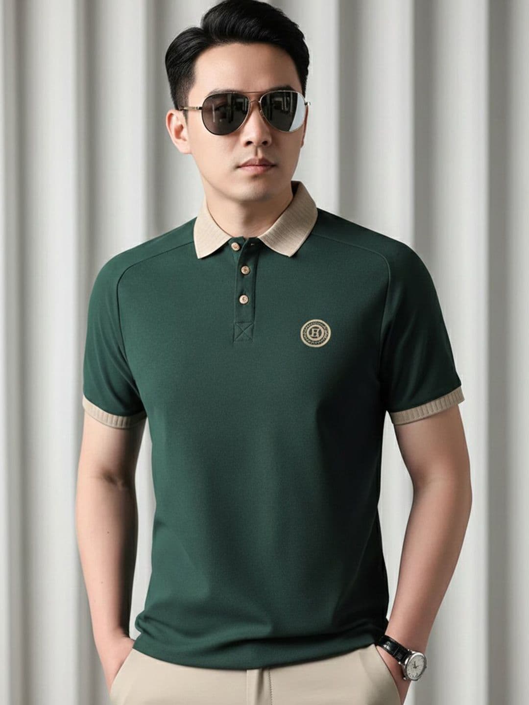 Moda Rapido Men Brand Logo Colourblocked Polo Collar T-shirt - view 1