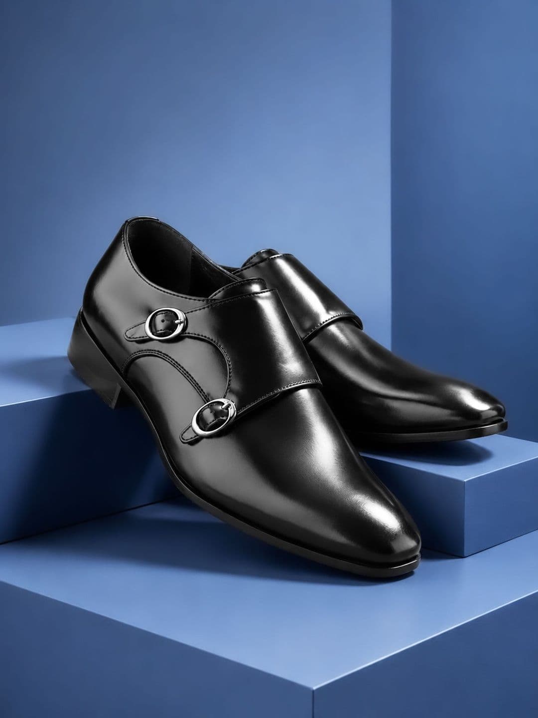 House of Pataudi Men Pointed Toe Buckle Monk Shoes Formal Shoes - view 1