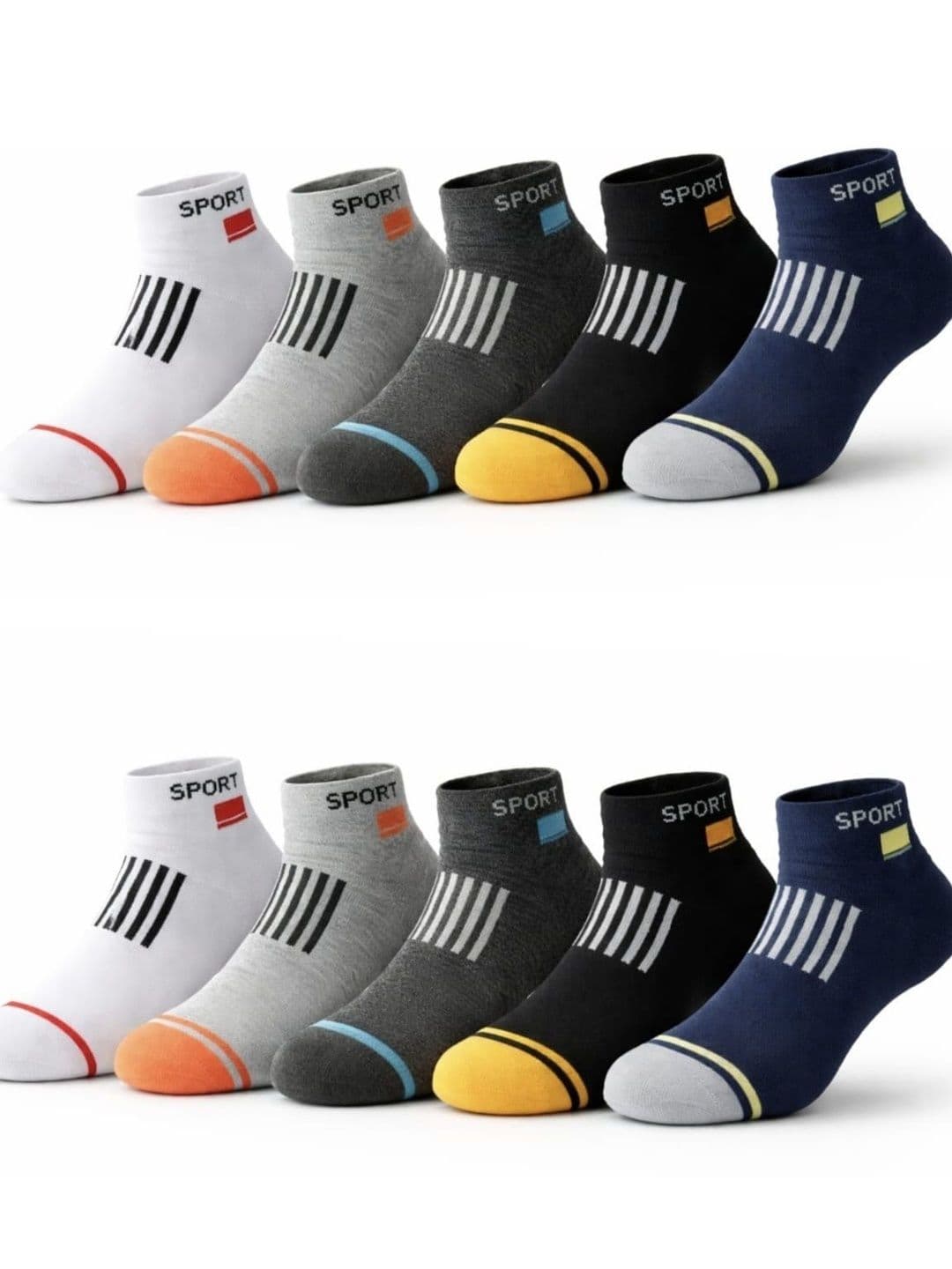 VIPUN Unisex Pack of 10 Cotton Patterned Ankle Length Socks - view 1