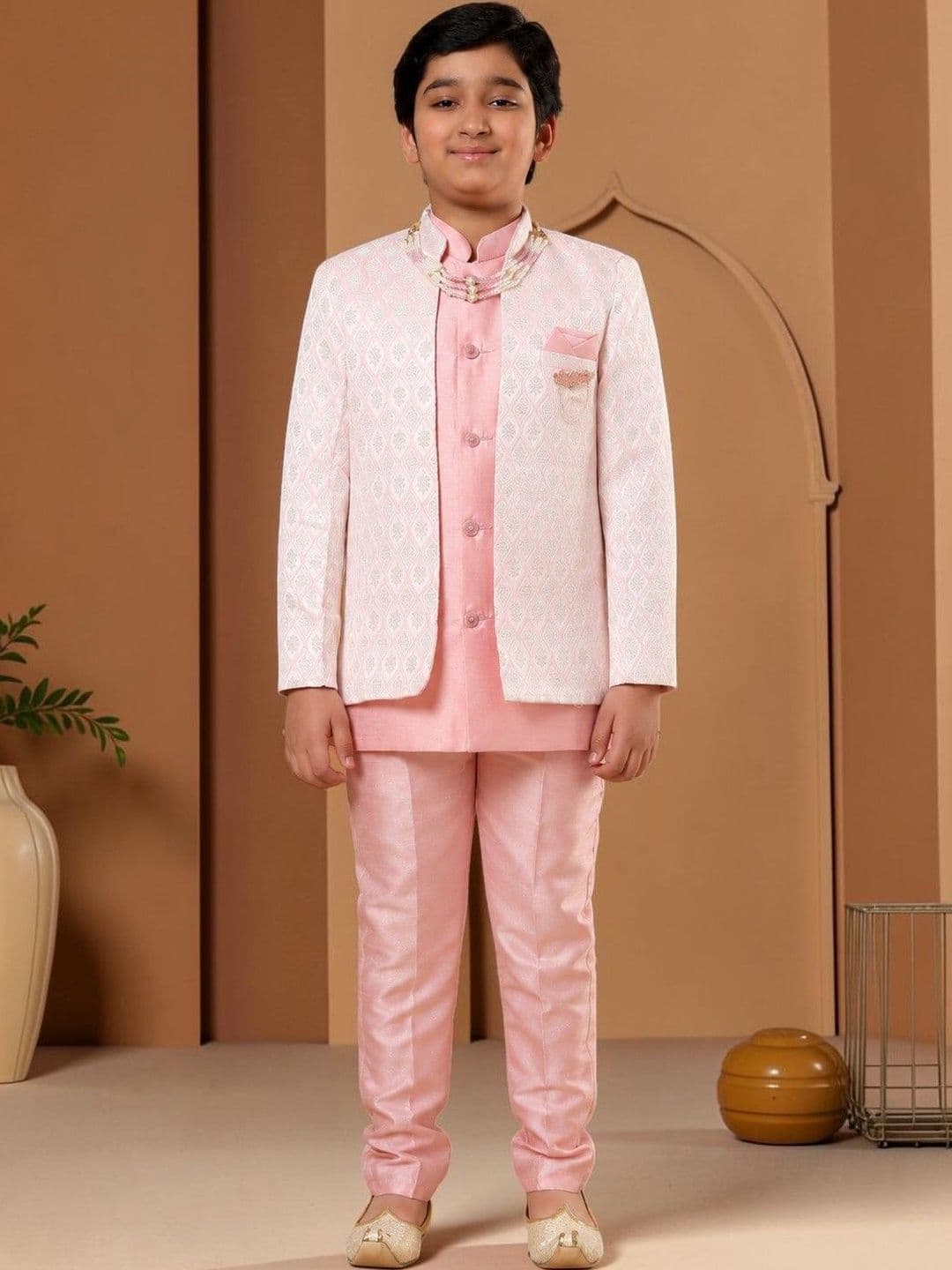 KALINI Boys Self Design Sherwani - view 1