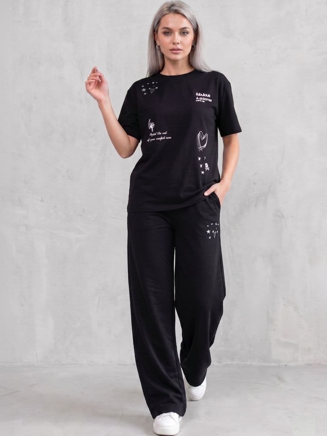 Wineberry Printed T-shirt with Palazzos - view 1
