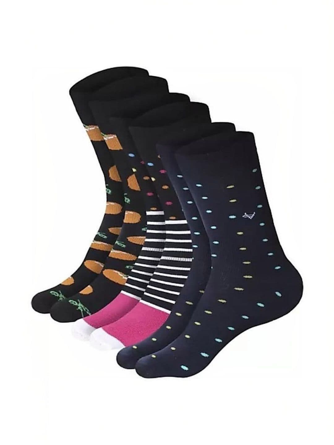 VIPUN Unisex Pack of 3 Cotton Patterned Calf Length Socks - view 1