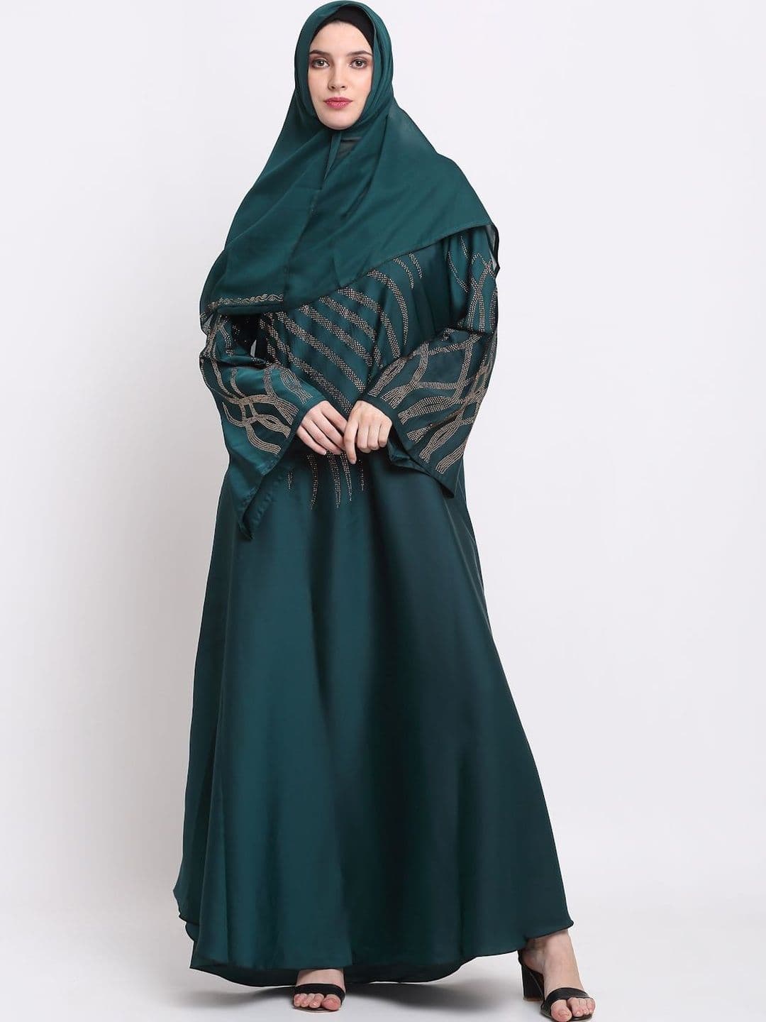 Moda Rapido Embellished Burqa With Scarves - view 1