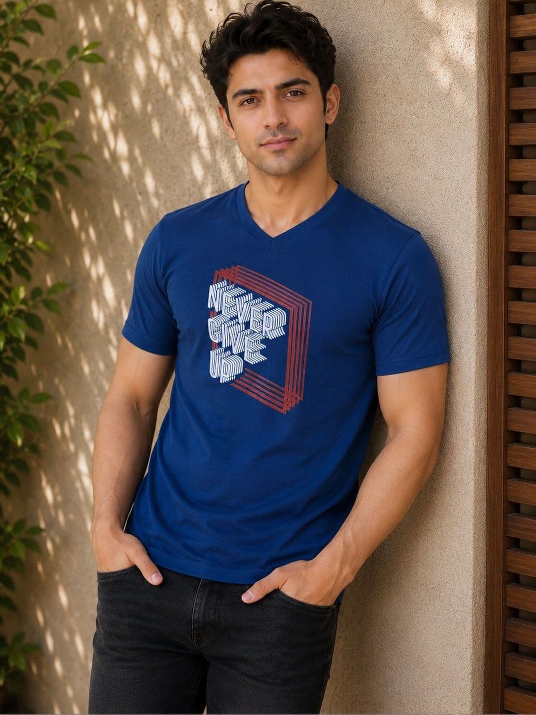 OCCULT Men Typography Printed V-Neck T-shirt - view 1