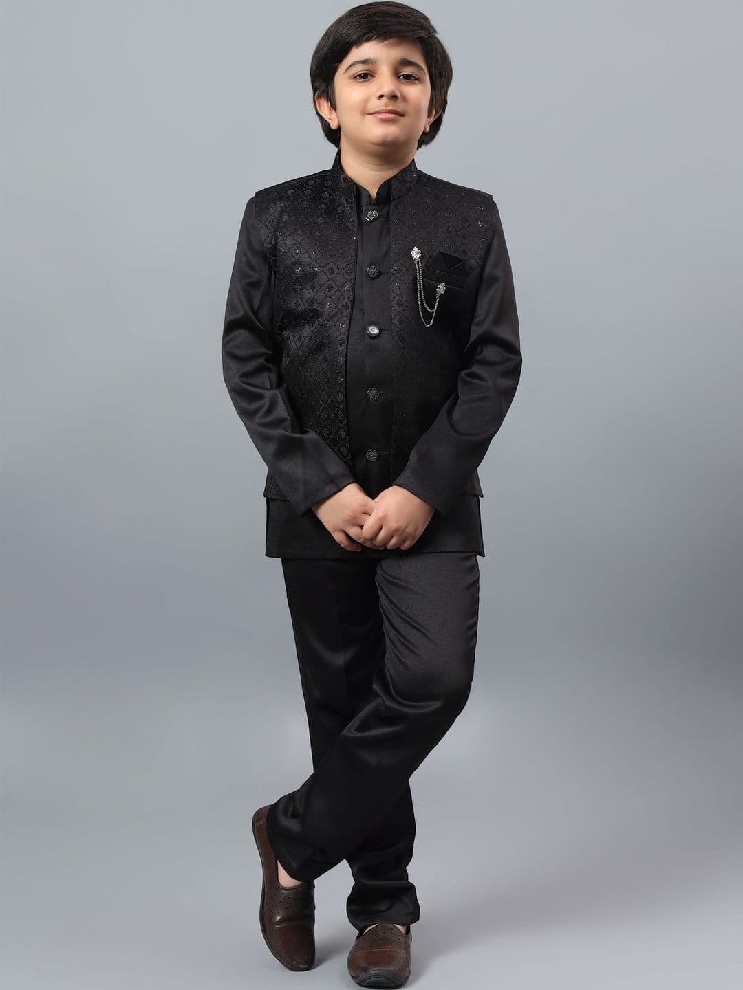 KALINI Boys Embellished Indo-Western Sherwani Set - view 1
