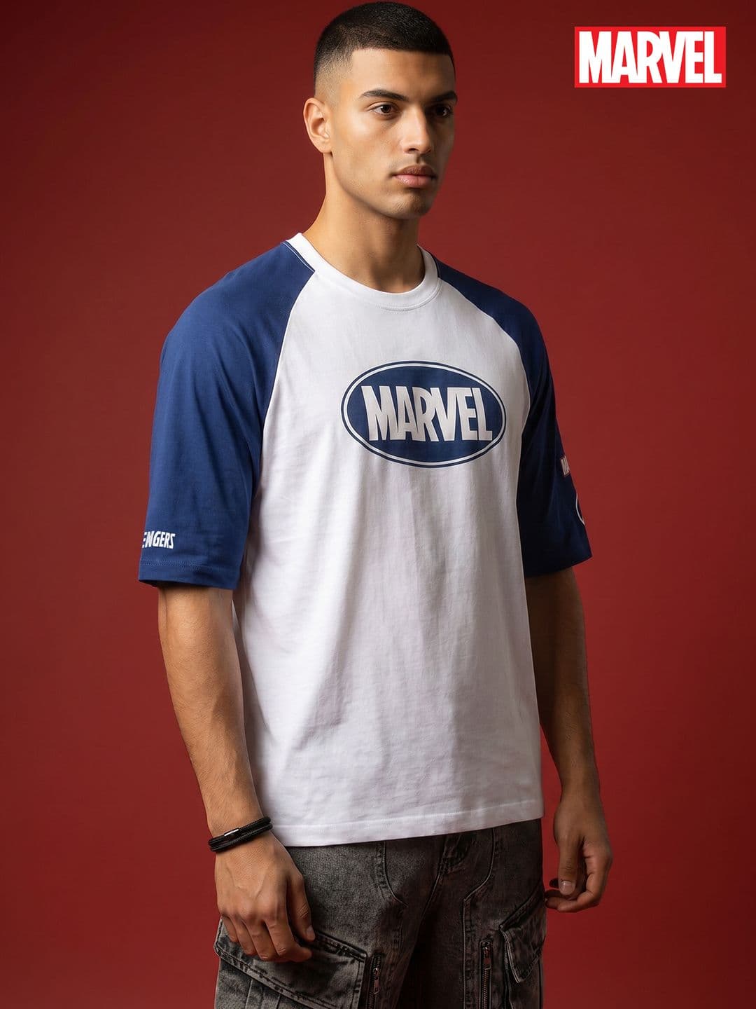MARVEL STREET Marvel Printed Raglan Sleeves Pure Cotton Oversized Fit T-shirt - view 1