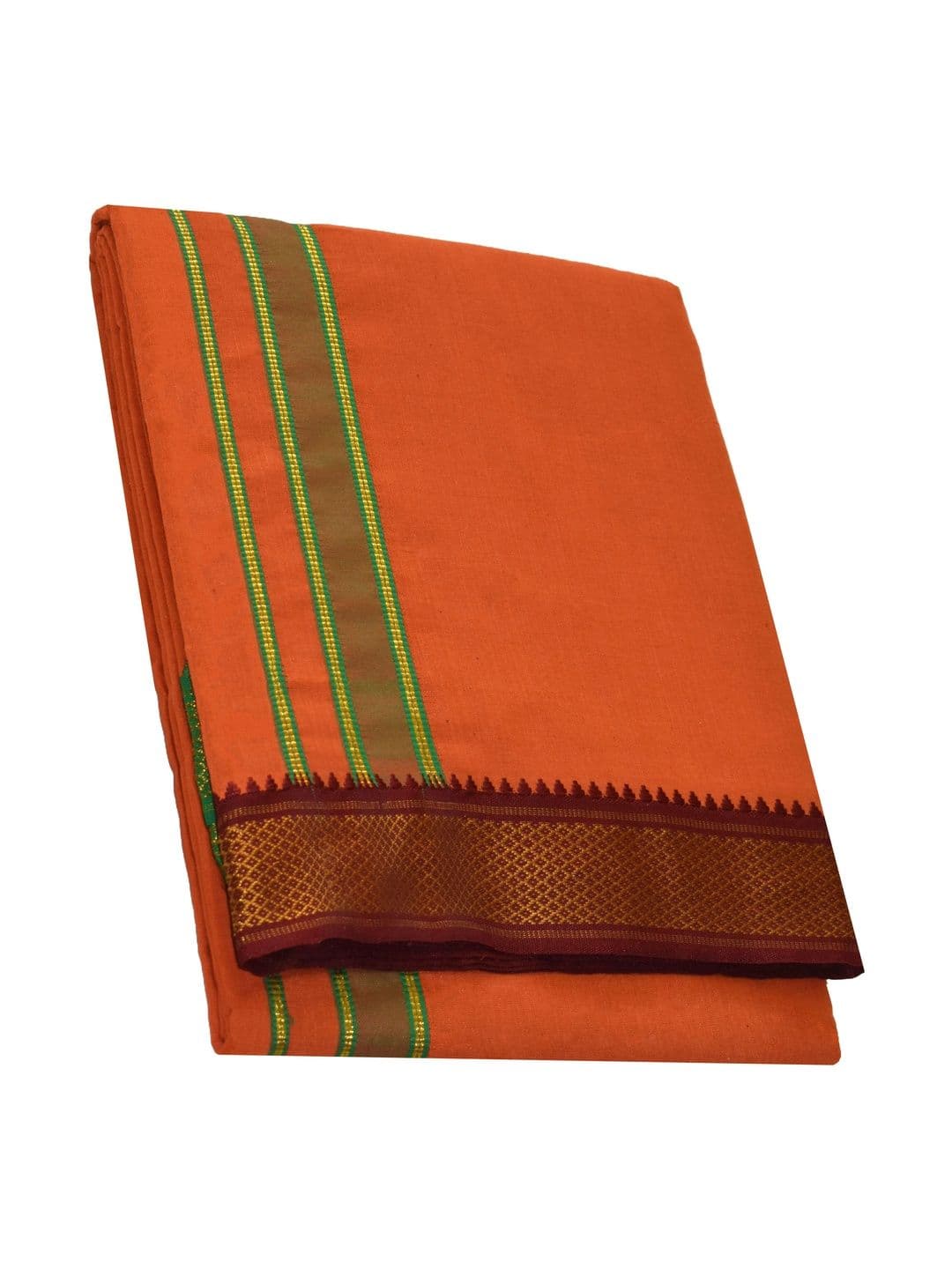 TUNI MANI Men Cotton Unstitched Mayilkan Border Panchakacham Dhoti with Towel - view 1