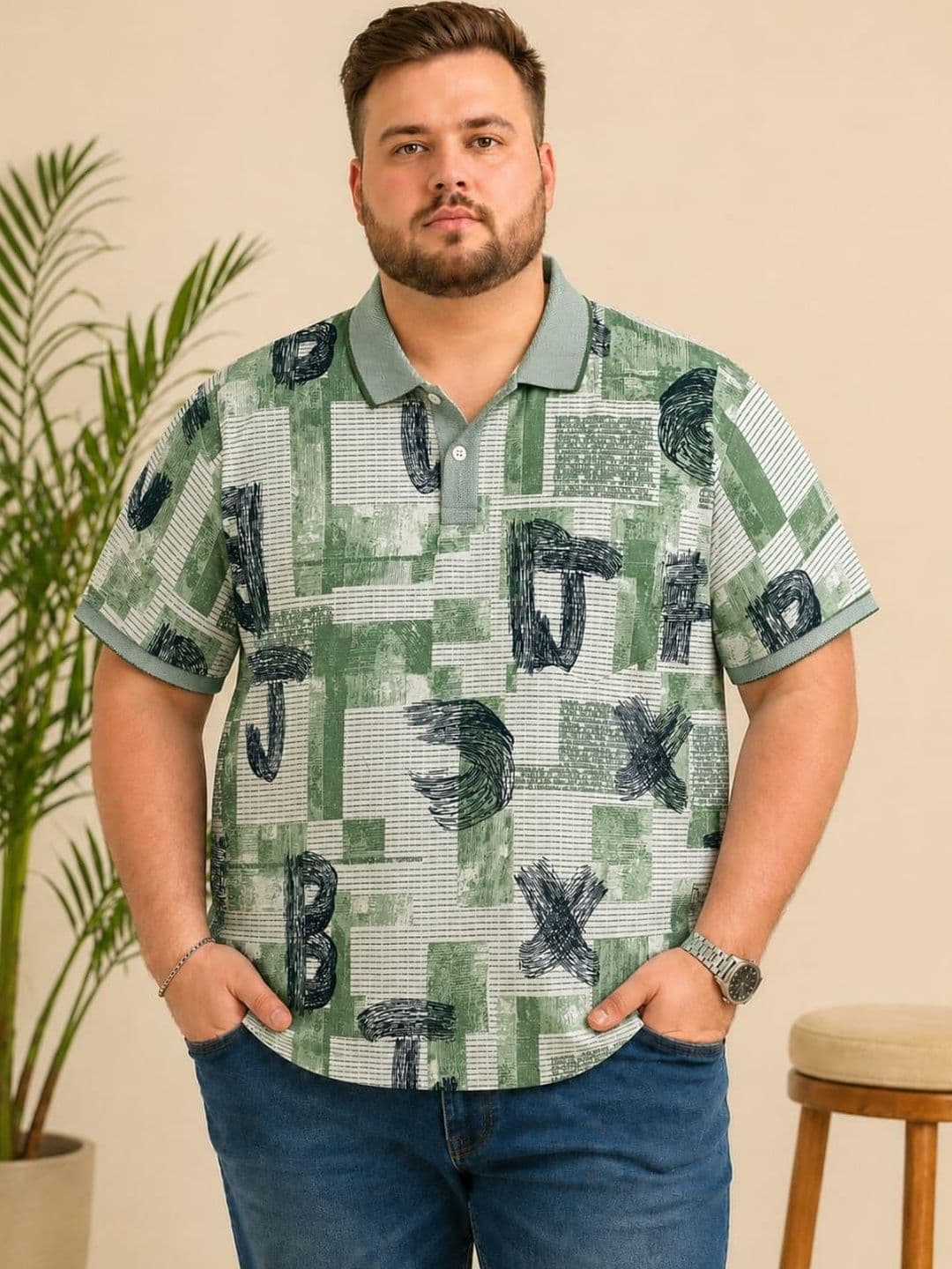 AUSTIVO Men Printed Polo Collar T-shirt - view 1