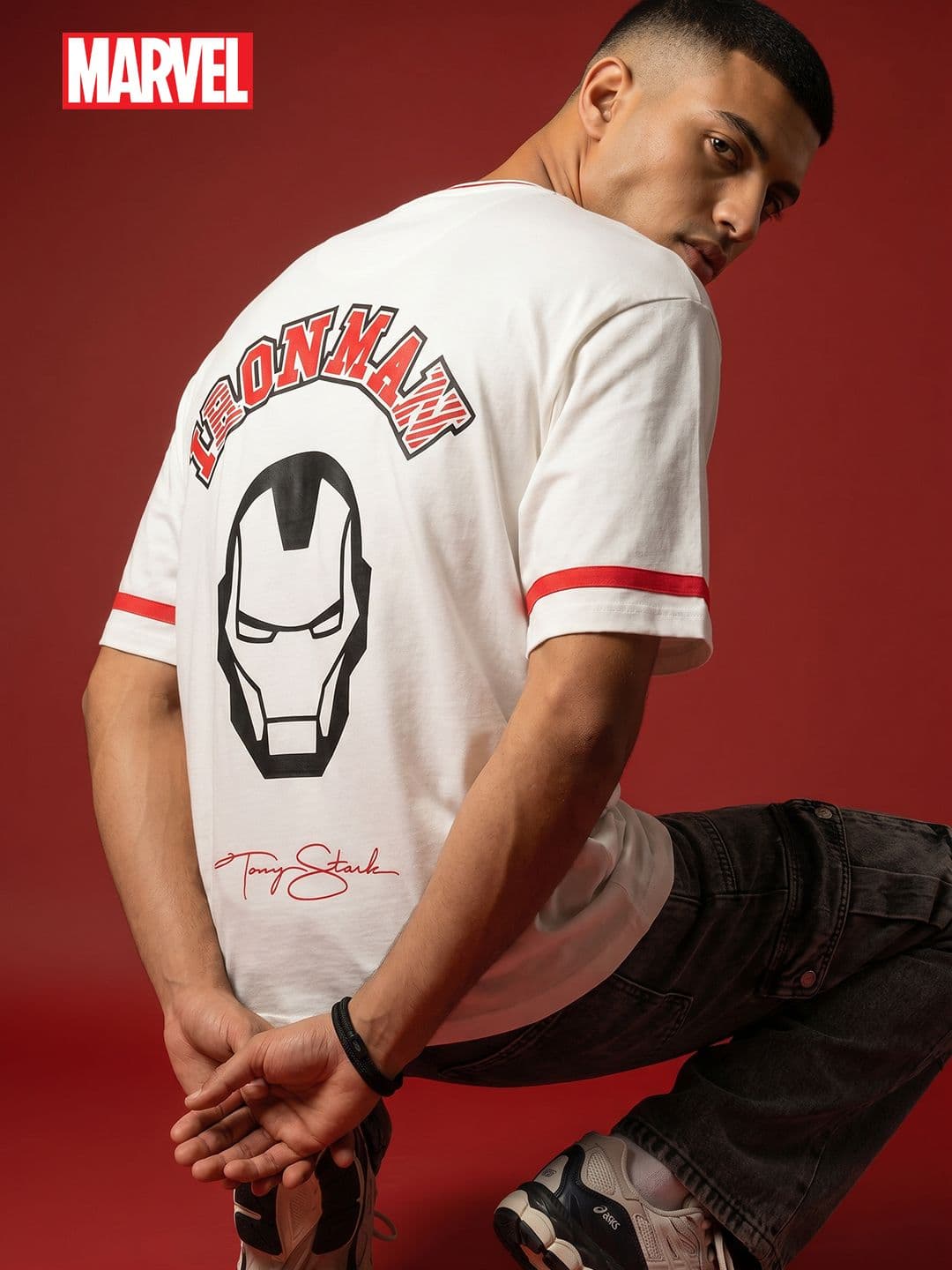 MARVEL STREET Iron Man Printed Pure Cotton Oversized Fit T-shirt - view 1
