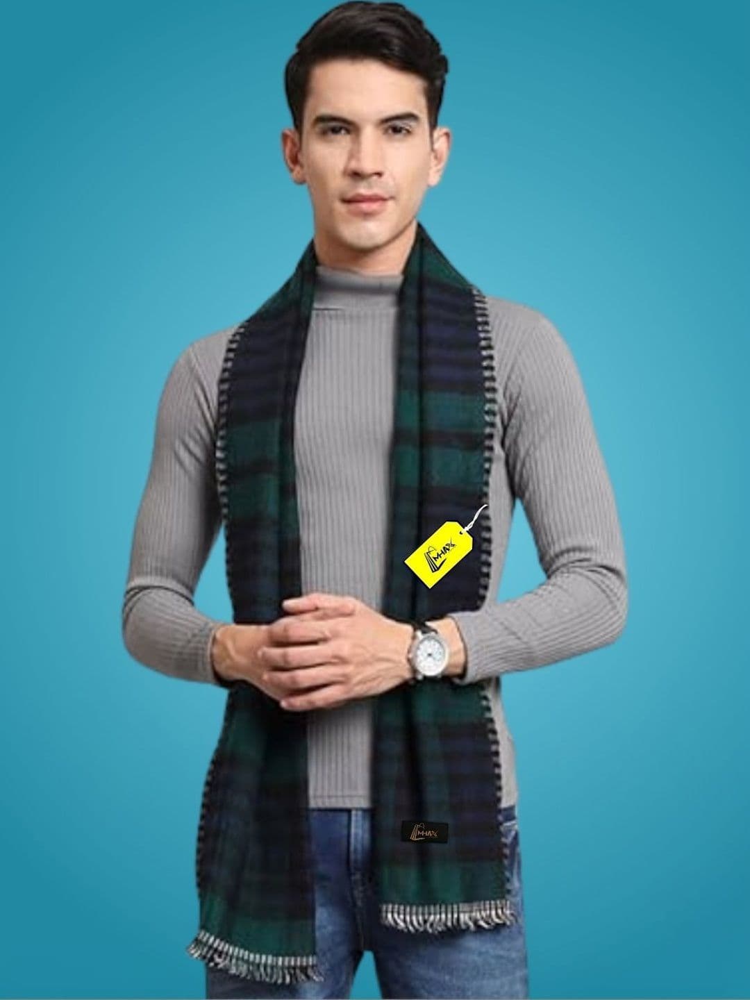 MHAX Men Checked Merino Wool Mufflers - view 1