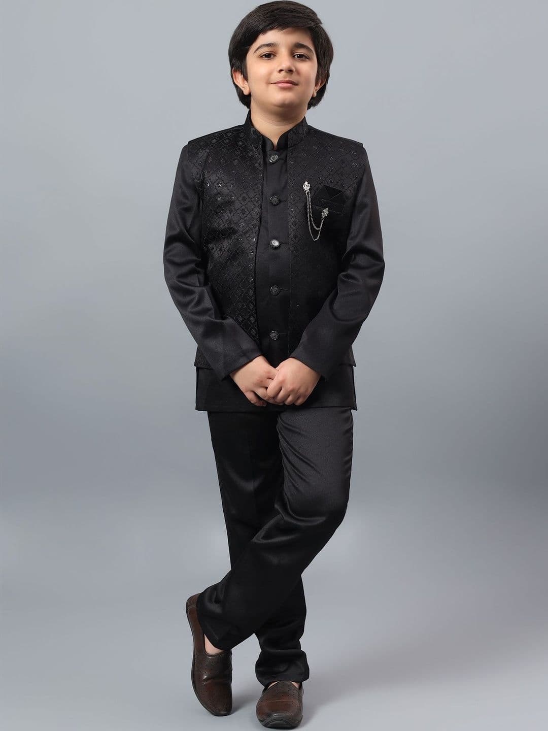 KALINI Boys Embellished Indo-Western Sherwani Set - view 1