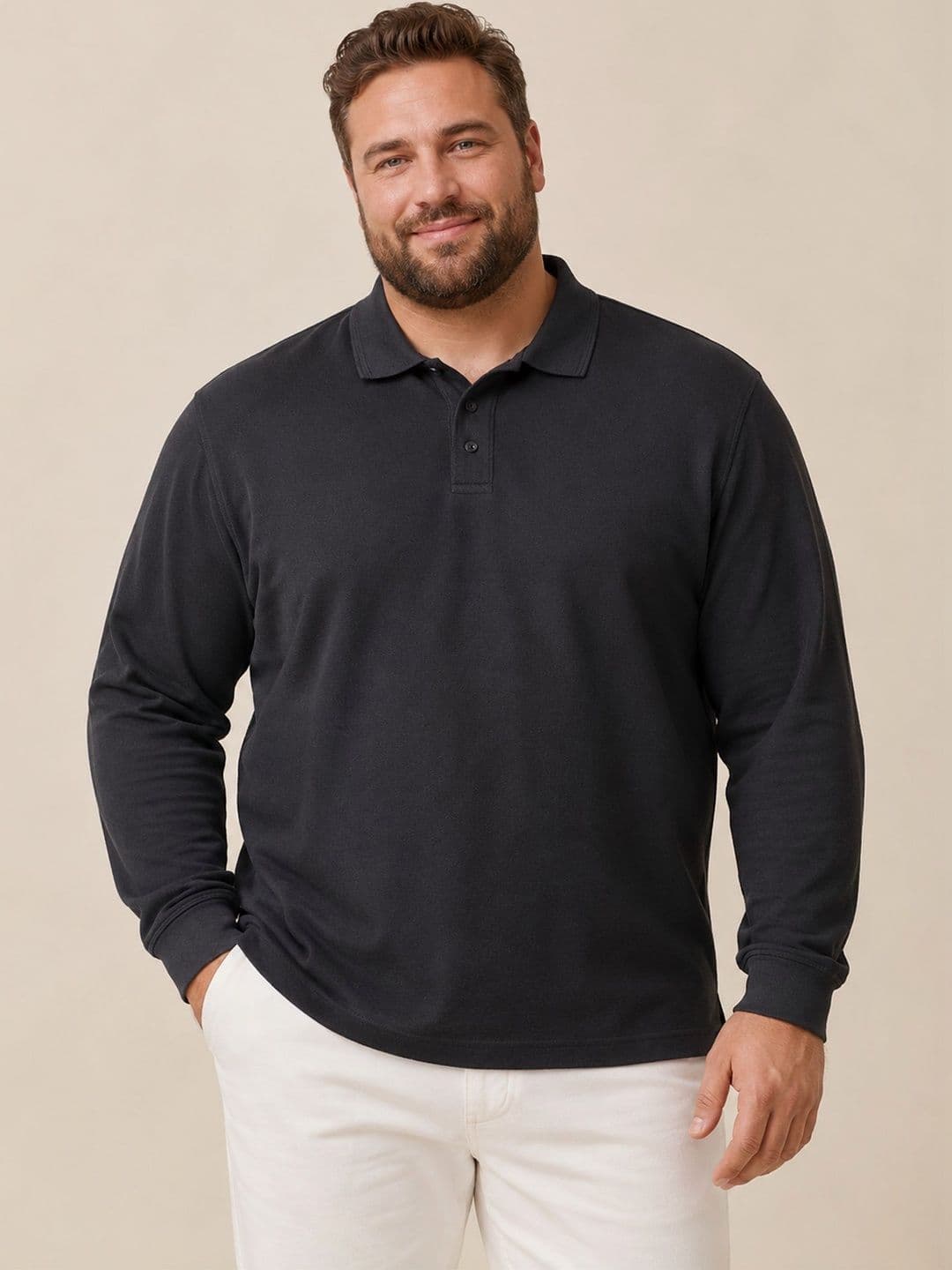 The Roadster Lifestyle Co. Men Pure Cotton Polo Collar Oversized Tshirt - view 1