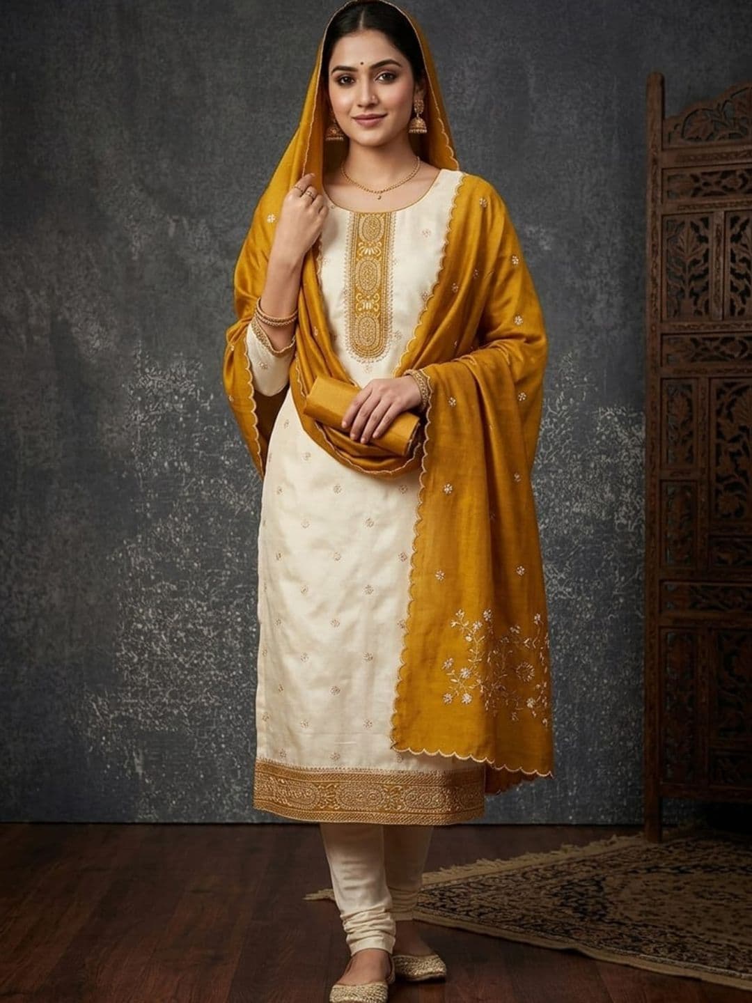 F 13 STUDIO Embroidered Unstitched Dress Material - view 1