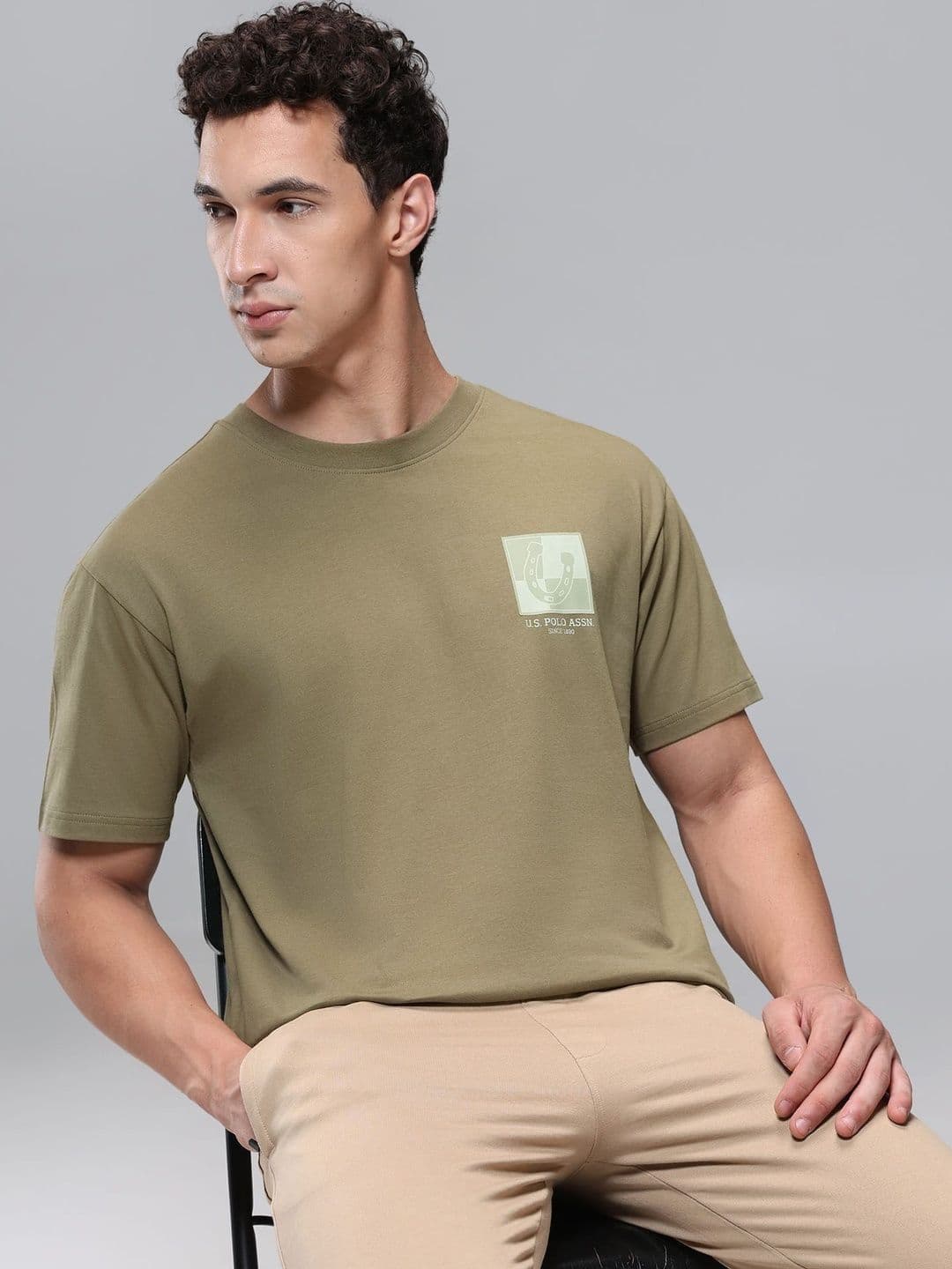 U.S. Polo Assn. Printed Cotton Round Neck Regular Lounge Tshirts - view 1