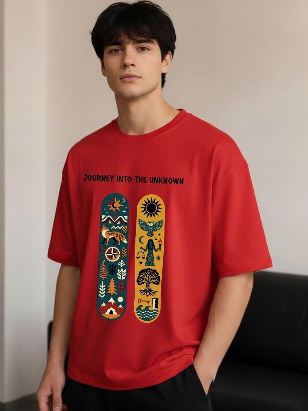 R.Code by The Roadster Life Co. Men Printed Drop-Shoulder Sleeves T-shirt - view 1