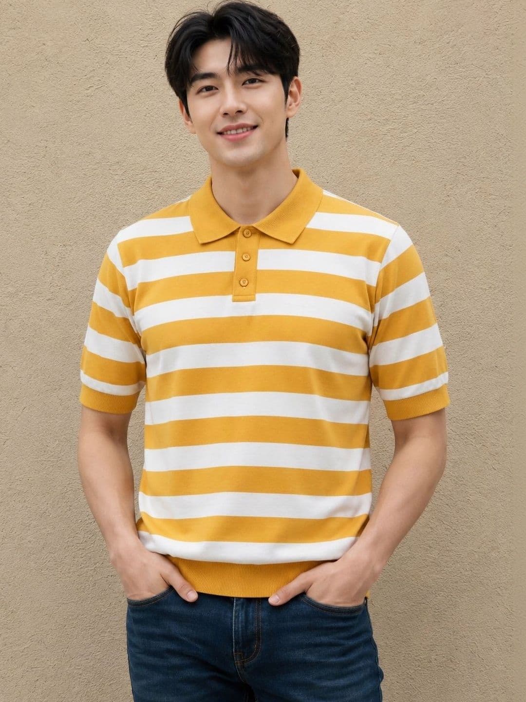 Moda Rapido Men Striped Polo Collar T-shirt - view 1
