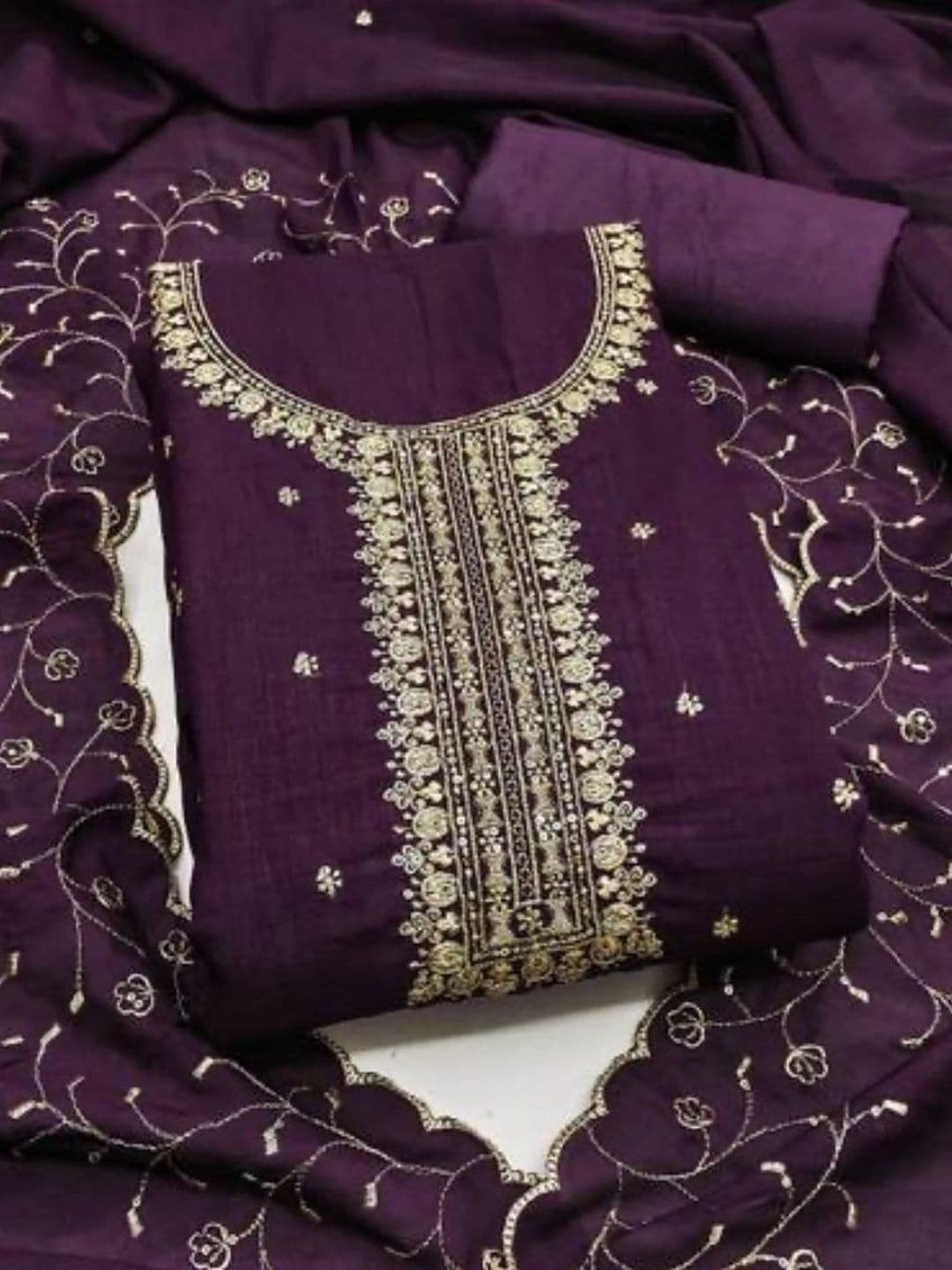 TRYSTON Embroidered Unstitched Dress Material - view 1