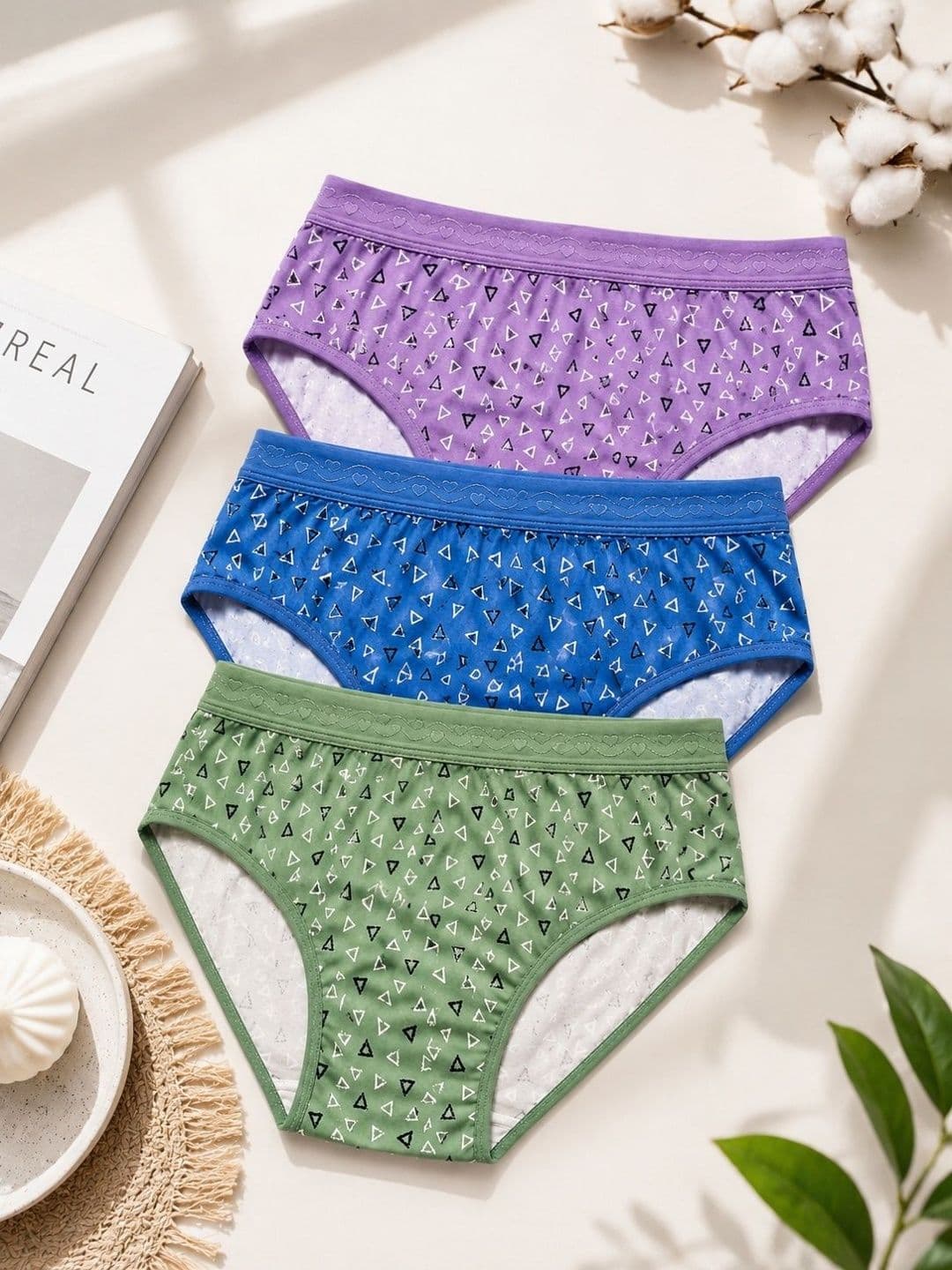 YUNEK Women Pack of 3 Printed Anti-Odour Assorted Basic Briefs - view 1