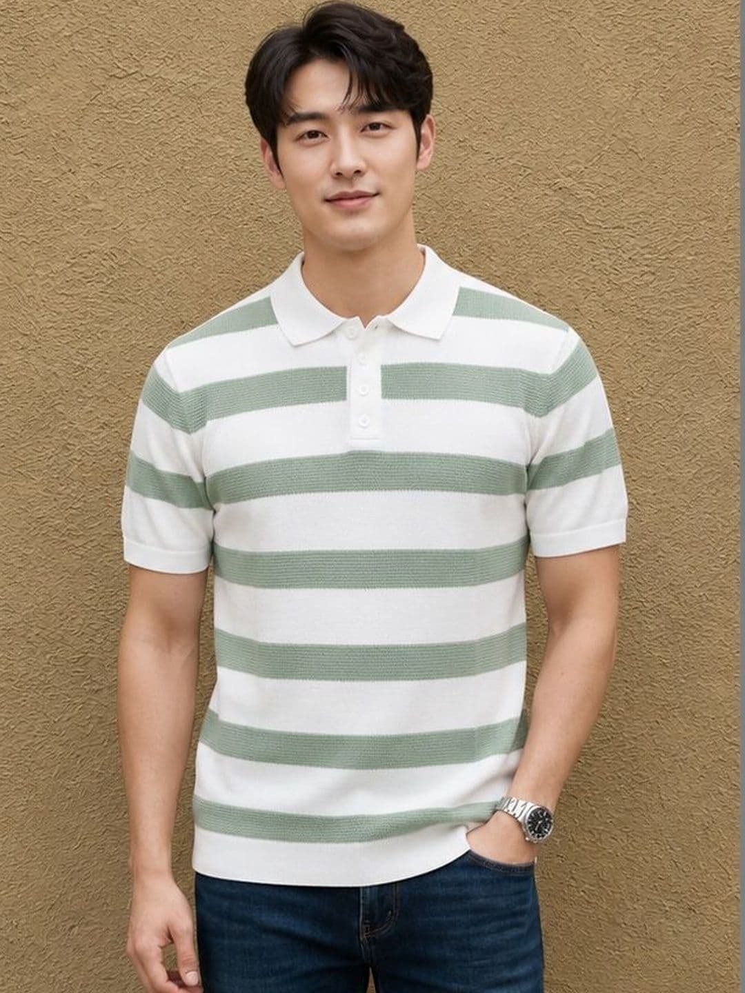 Moda Rapido Men Striped Polo Collar T-shirt - view 1