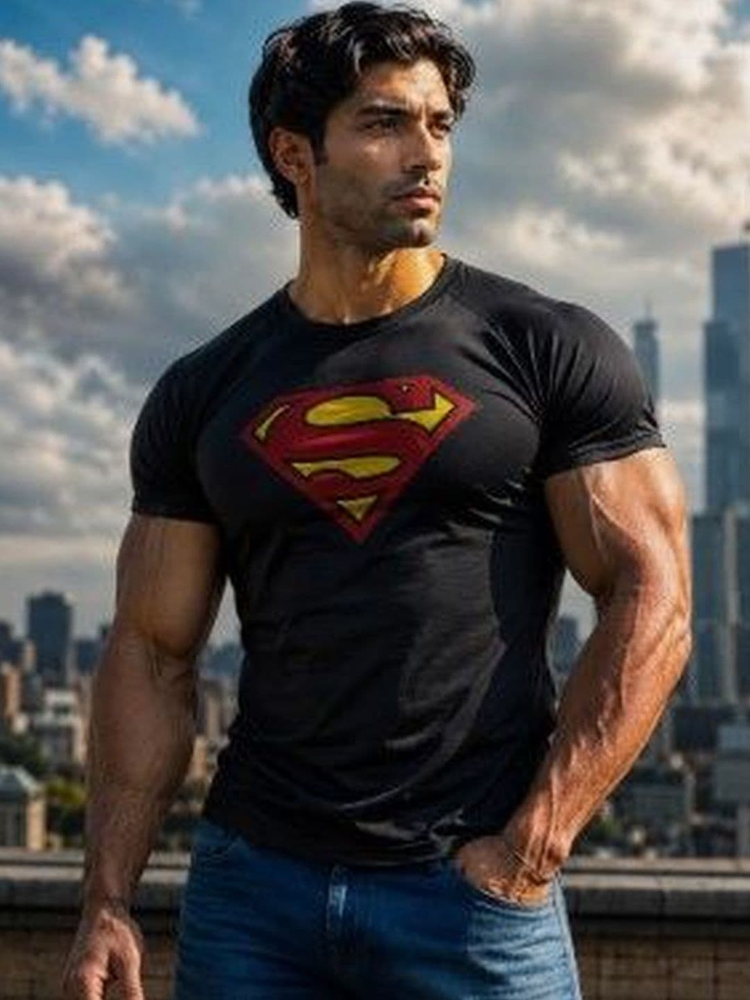 Xpecto Style Superman Graphic Muscle Fit Round Neck T-shirt - view 1