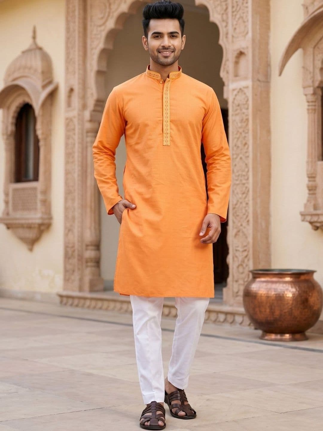 DEVOILER Men Embroidered Thread Work Kurta - view 1