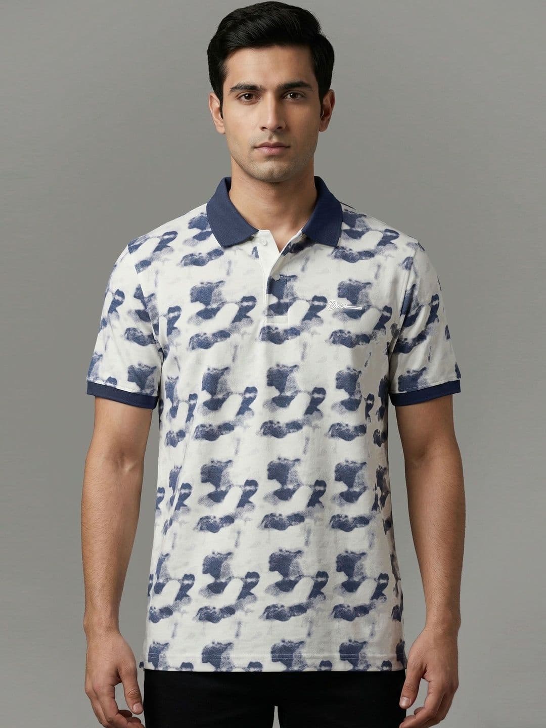 The Roadster Lifestyle Co Printed Pure Cotton Polo Collar Tshirt - view 1