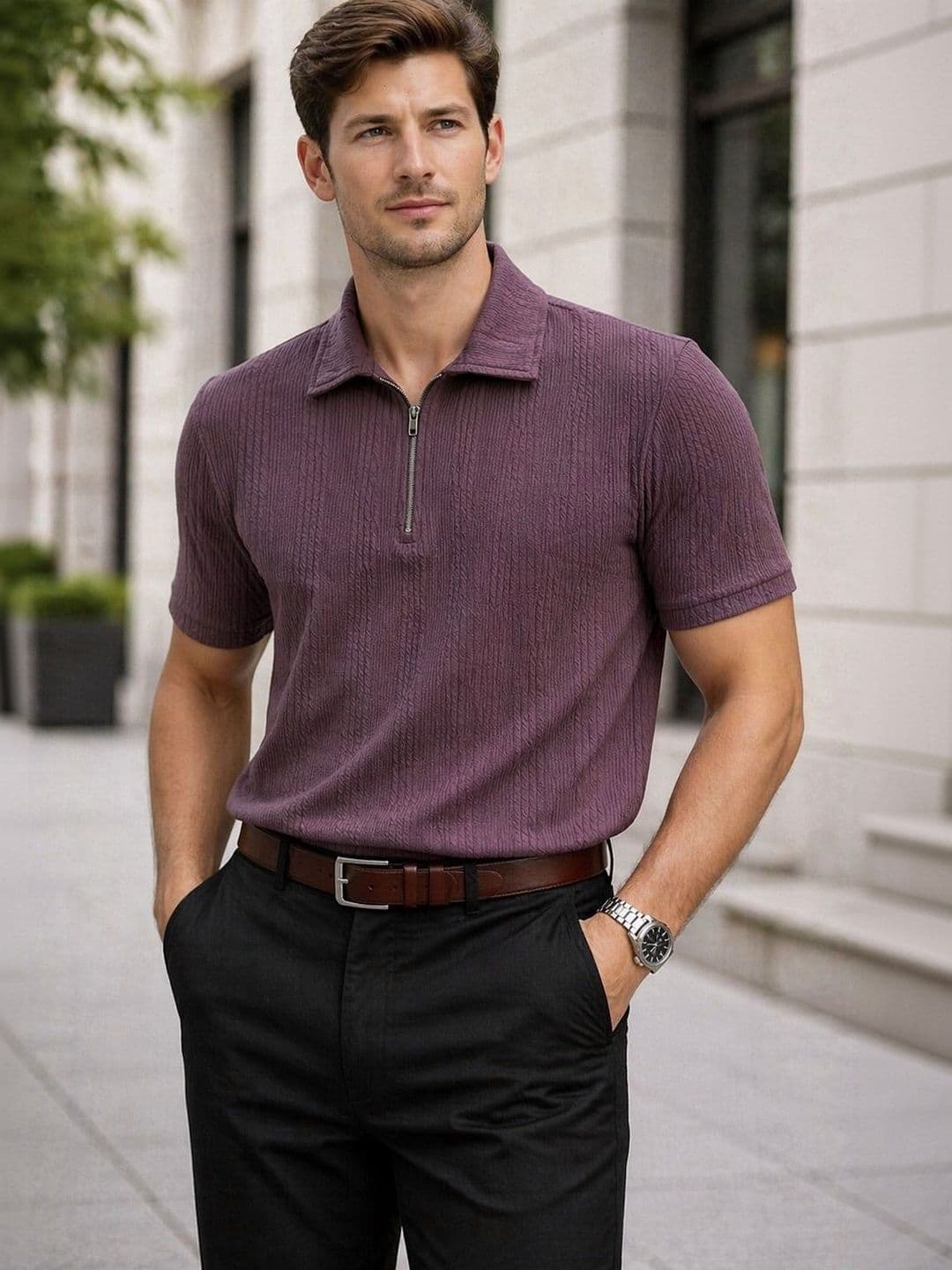 SWADESI STUFF Men Polo Collar T-shirt - view 1