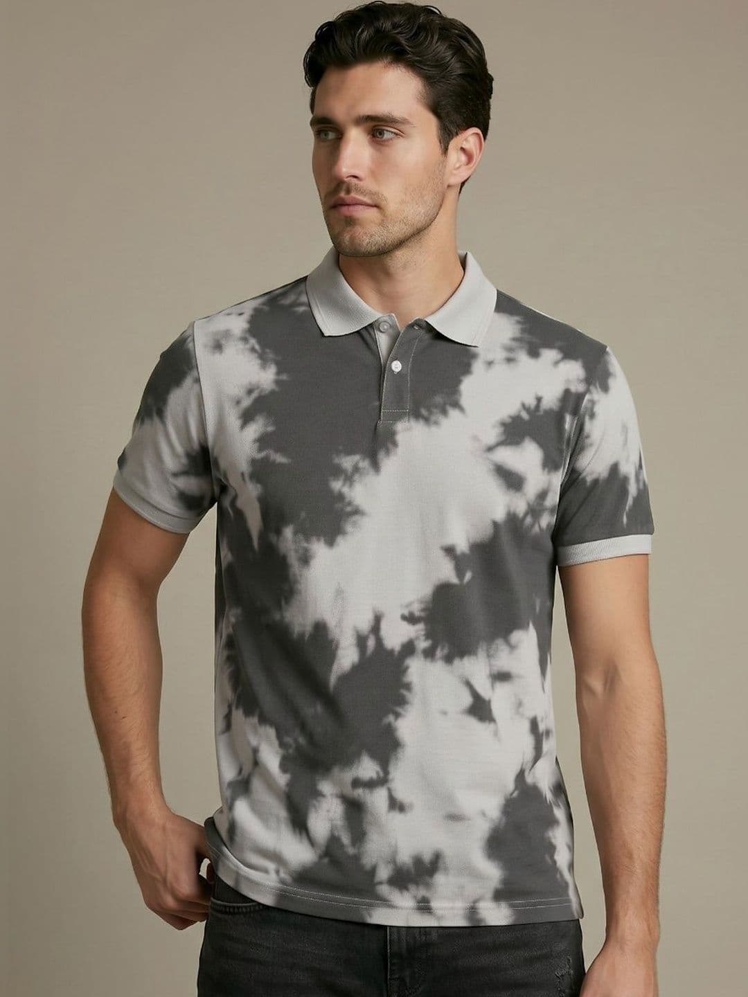 glitchez Men Tie and Dye Dyed Polo Collar T-shirt - view 1