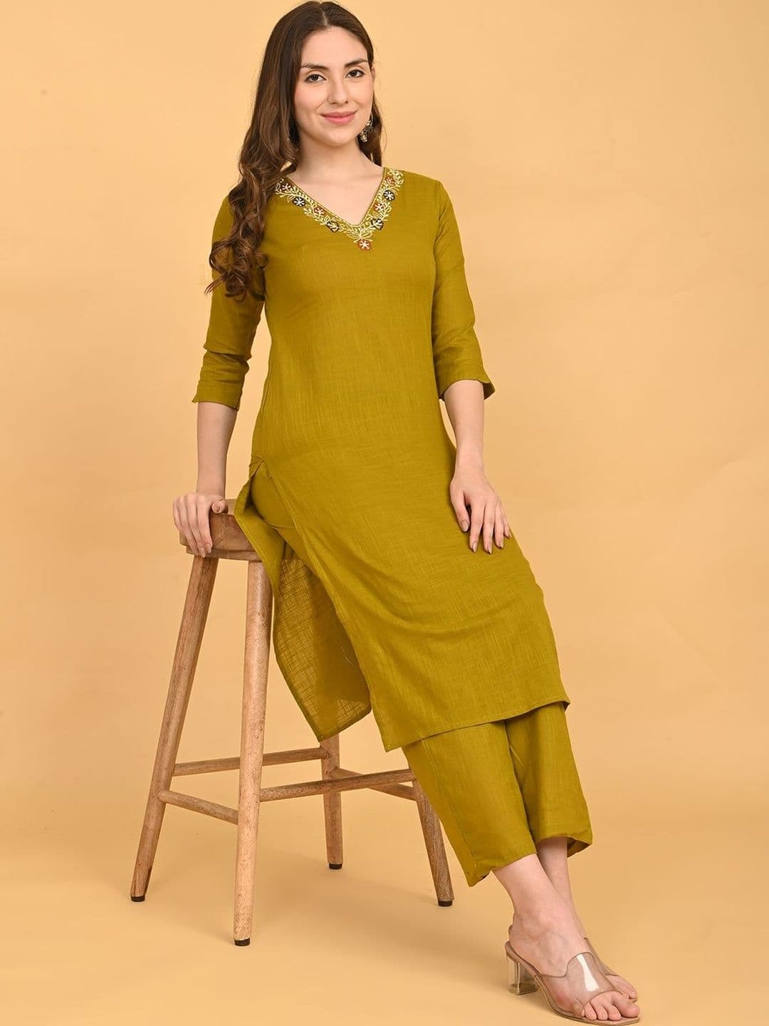 Minelli Embellished Tunic with Palazzos - view 1