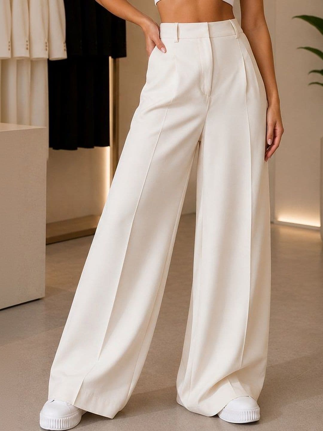 The Roadster Lifestyle Co Women Wide Leg-Fit High-Rise Pleated Korean Trousers - view 1